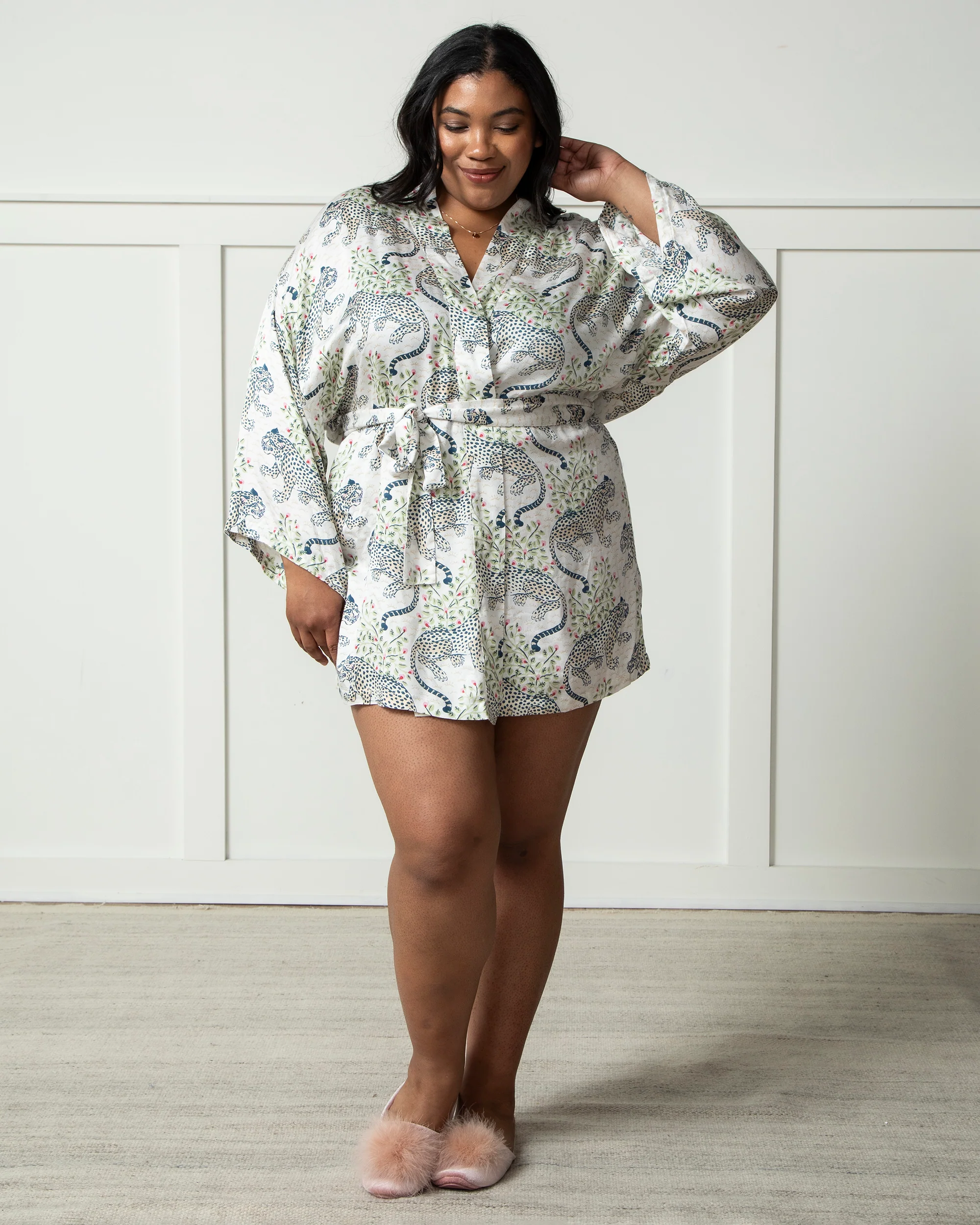 Bagheera - Eco Satin Glam Mini Robe - Wedding Cake - Image 4
