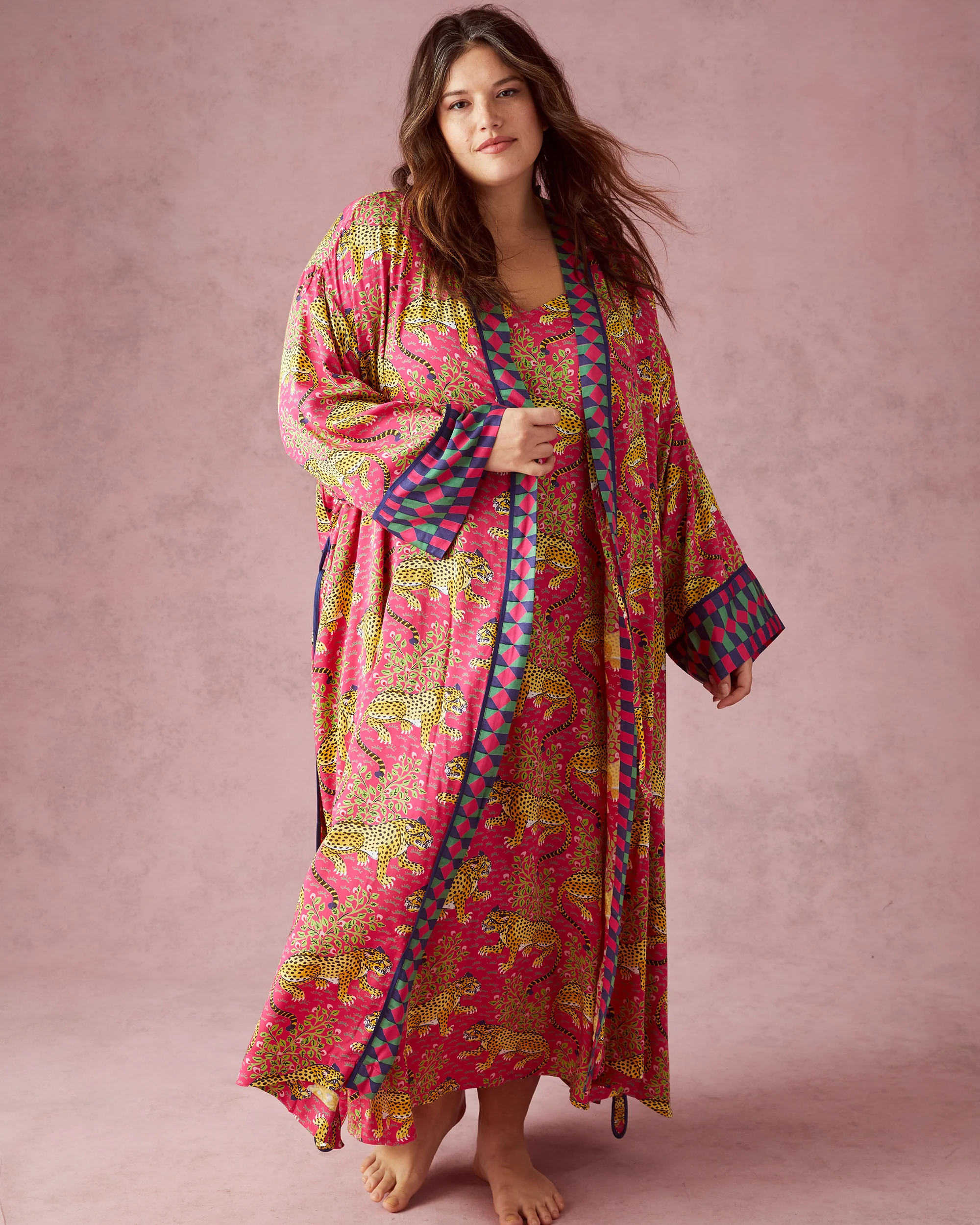 Bagheera - Eco Satin Robe - Hot Pink - Image 3