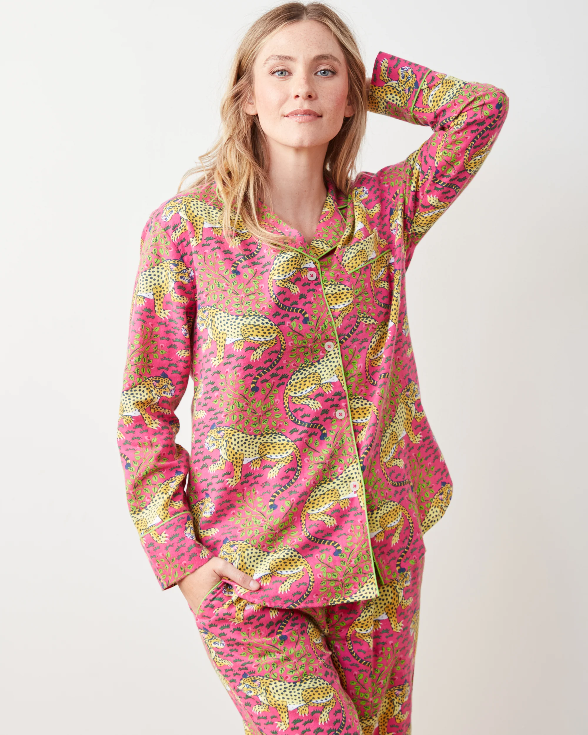 Bagheera - Lightweight Flannel Long PJ Set - Hot Pink - Image 5