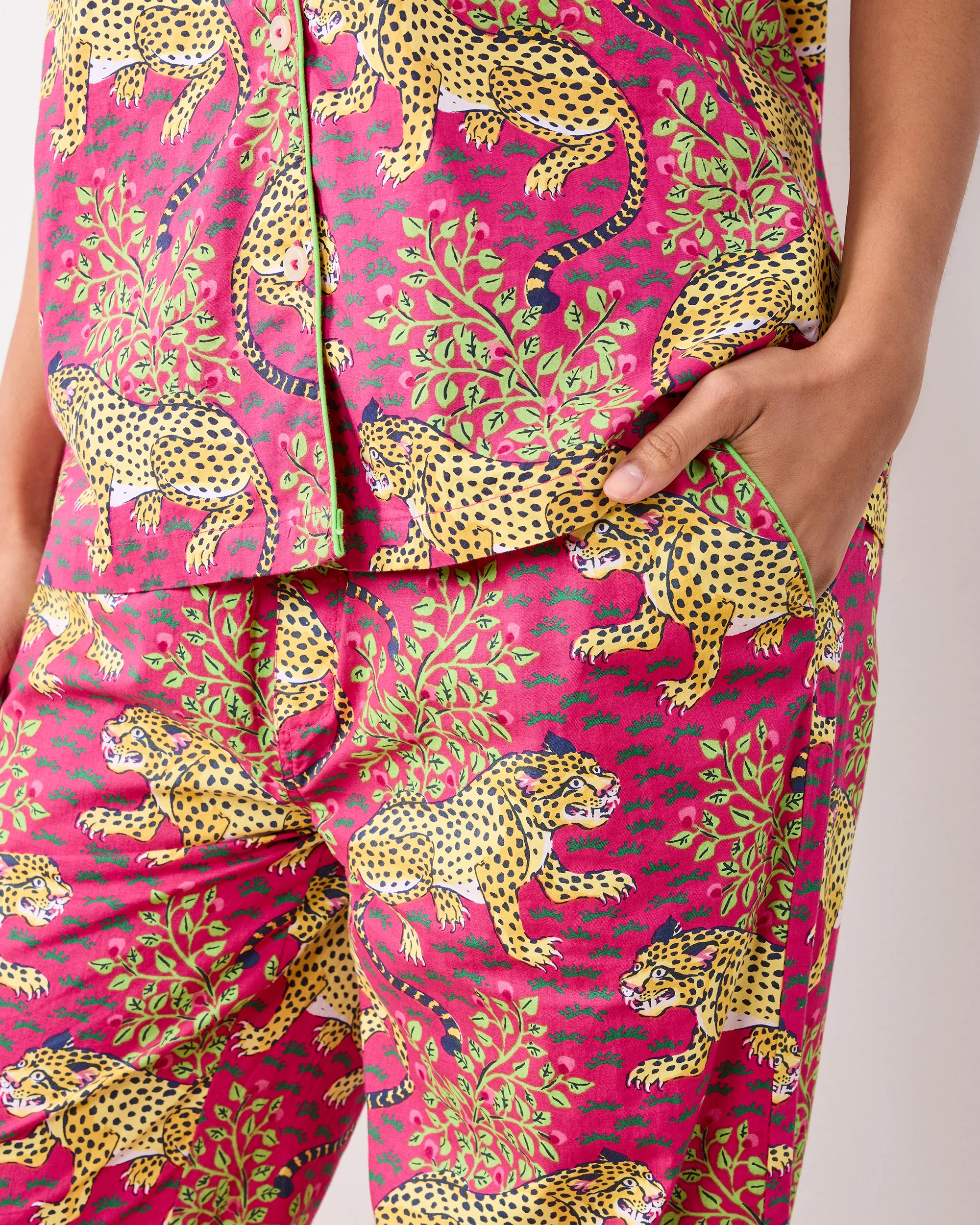 Bagheera - Short Sleeve Top & Long Pants Set - Hot Pink - Image 3