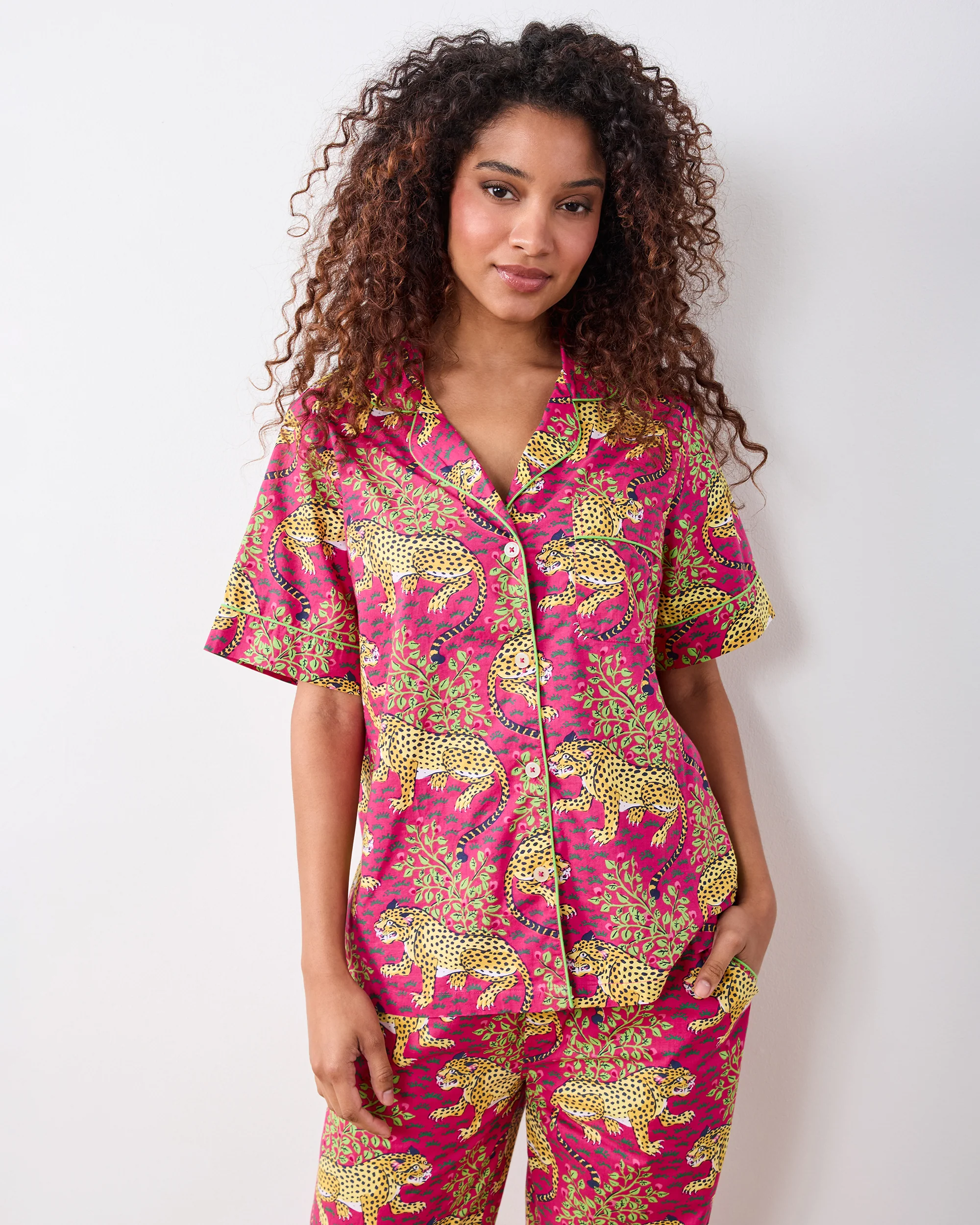 Bagheera - Short Sleeve Top & Long Pants Set - Hot Pink - Image 6