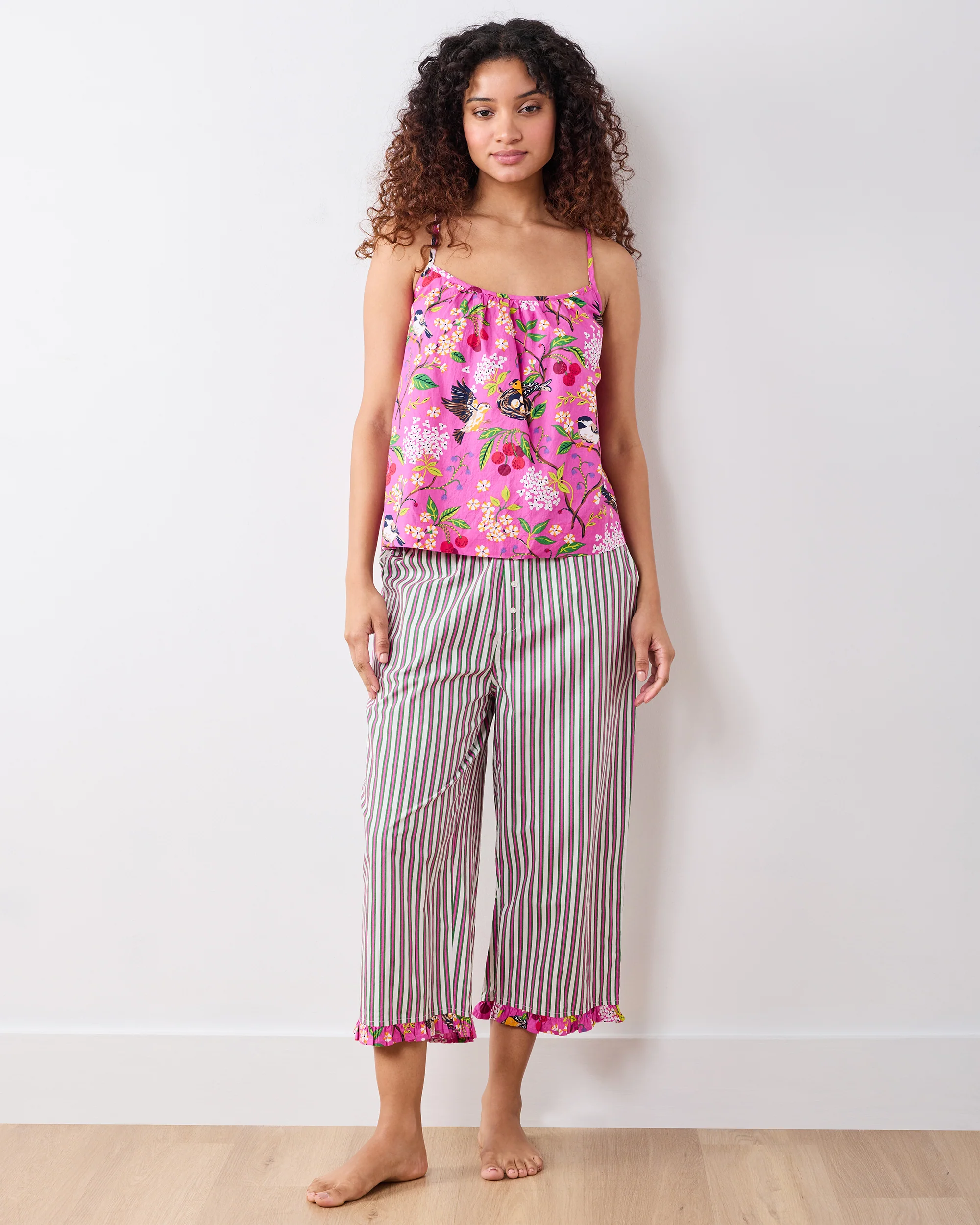 Bird & Blossom - Cami & Ruffle Crop Pants Set - Fuchsia Berry - Image 3