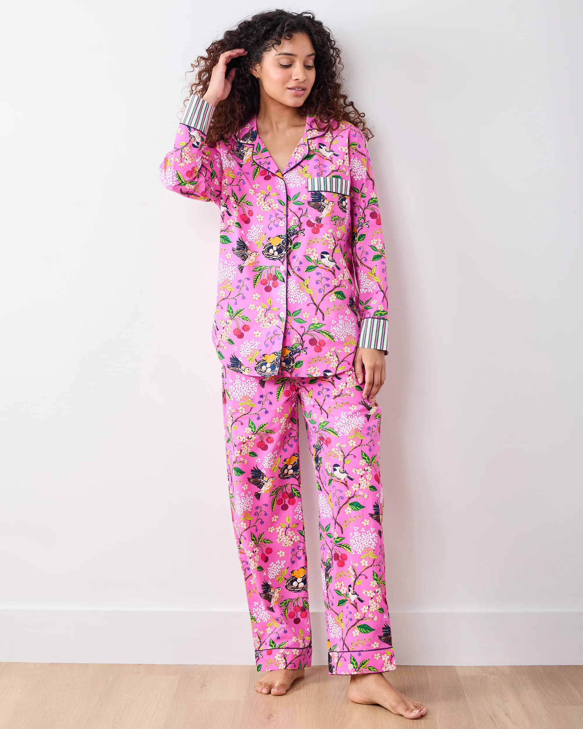 Bird & Blossom - Long PJ Set - Fuchsia Berry - Image 3