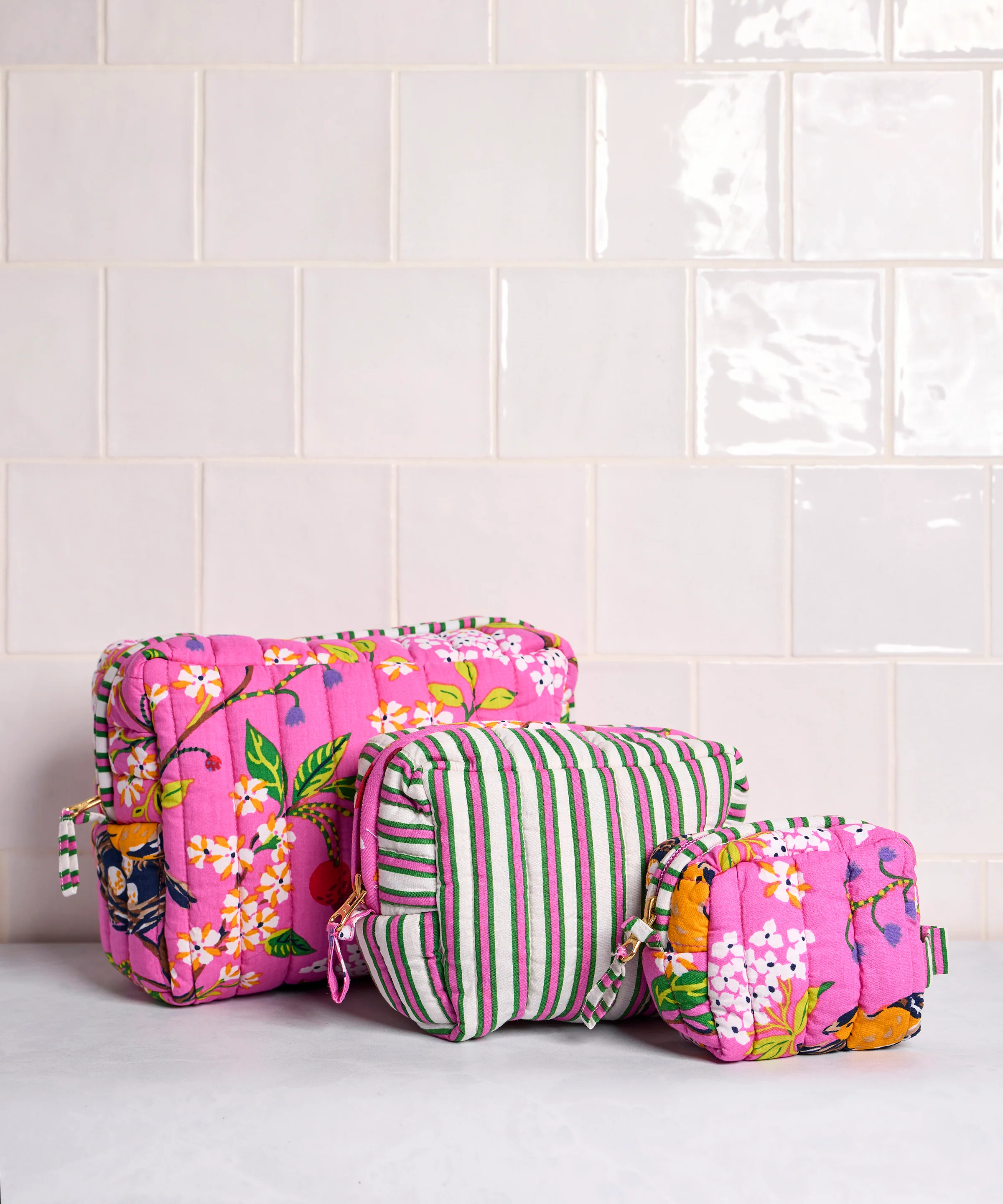 Bird & Blossom - Three's Best Pouch Set - Fuchsia Berry - Image 5