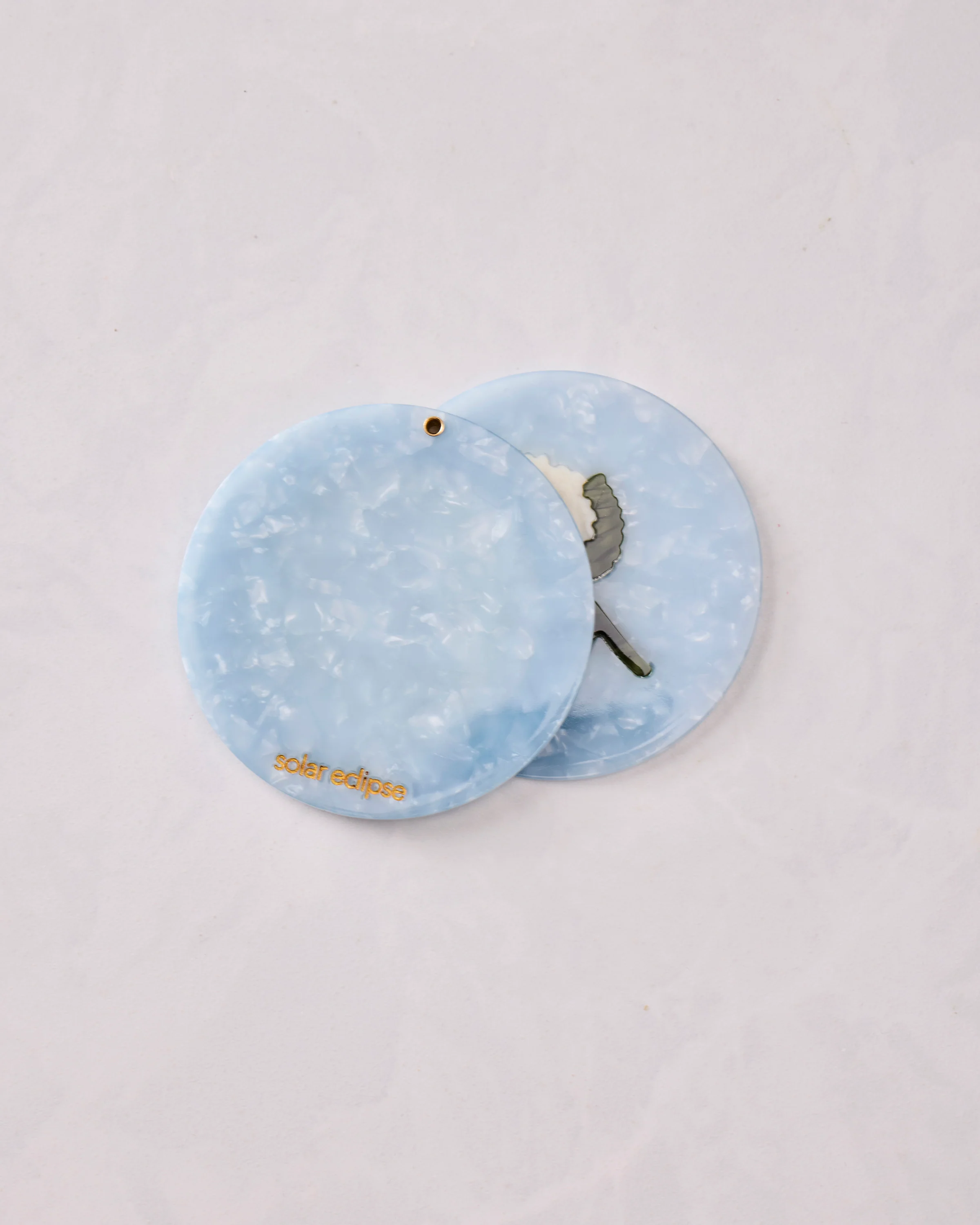 Blue Combo - Hand Painted Hydrangea Compact Mirror - Solar Eclipse - Image 3