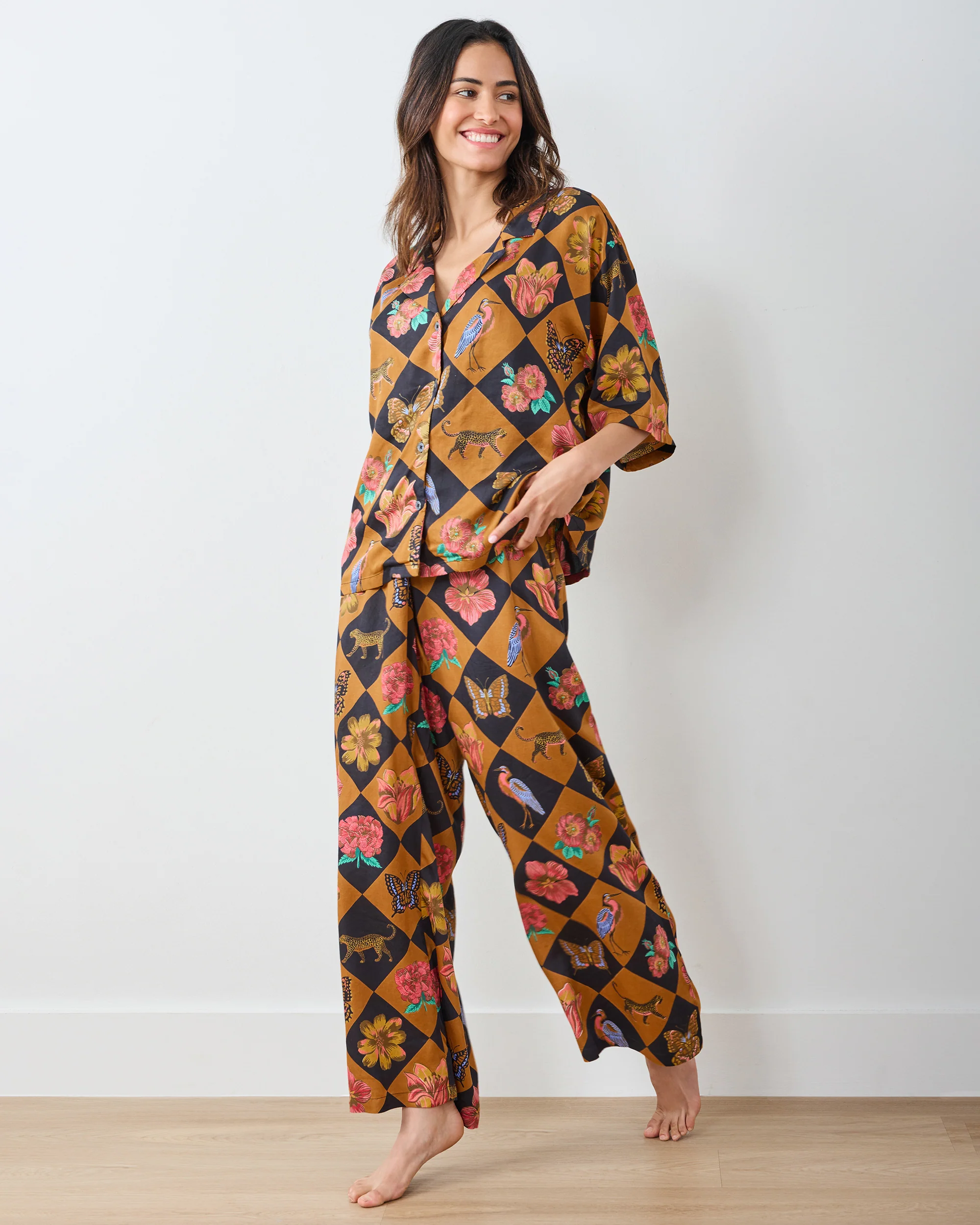 Botanical Checkerboard - Eco Satin Wildest Dreams Set - Caramel - Image 6