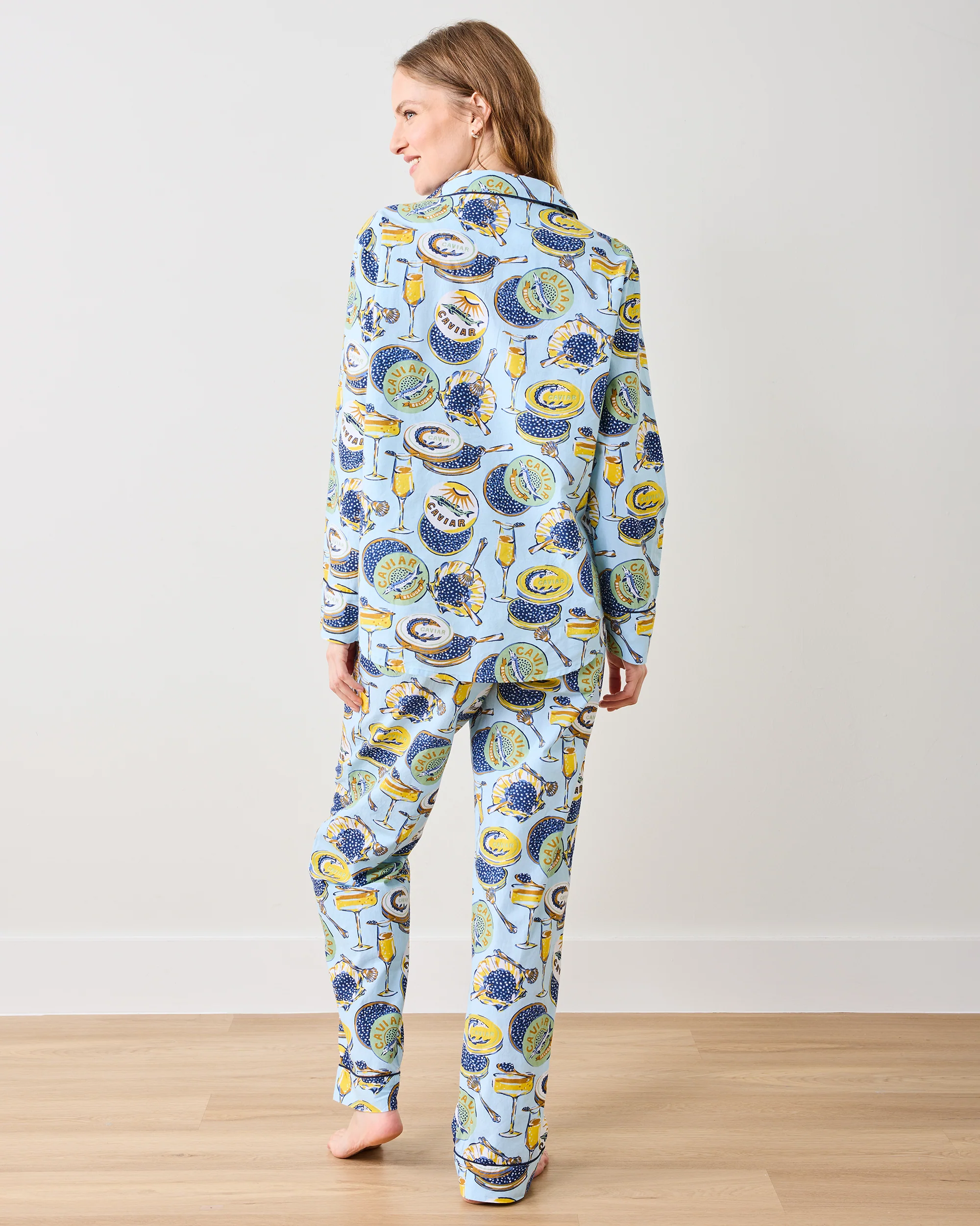 Champagne & Caviar - Petite Long PJ Set - Pale Blue - Image 3