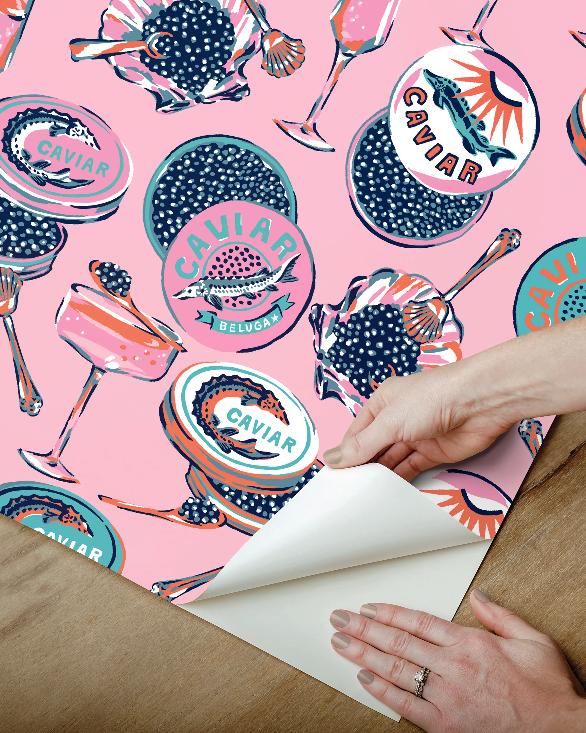 Champagne & Caviar - Peel & Stick Wallpaper - Pink - Image 3