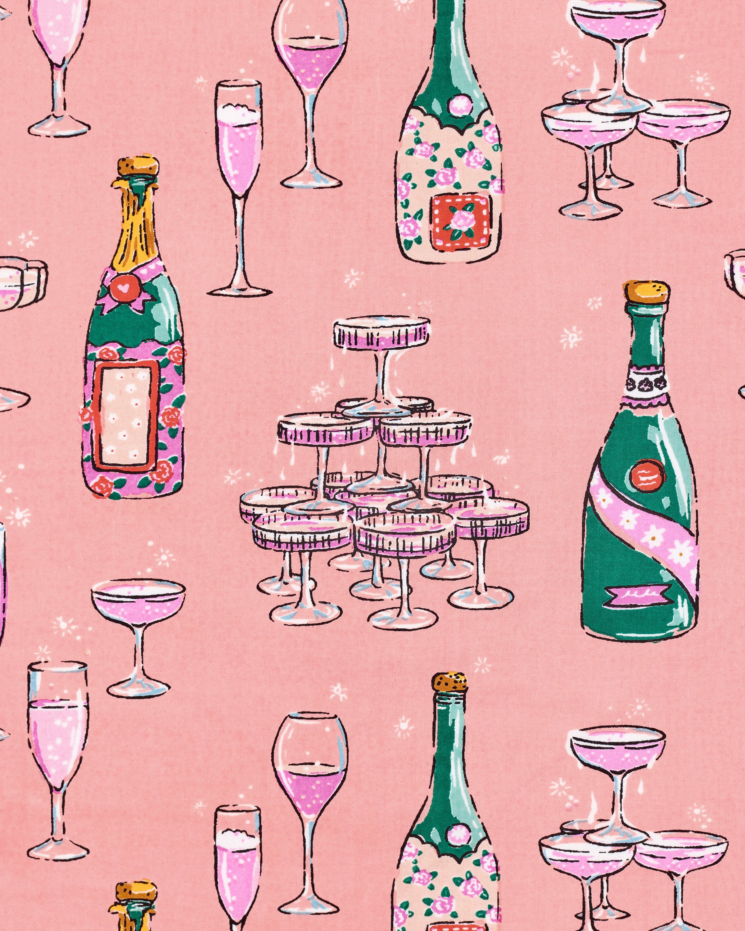 Champagne Tower - Long PJ Set - Peach Fizz - Image 7