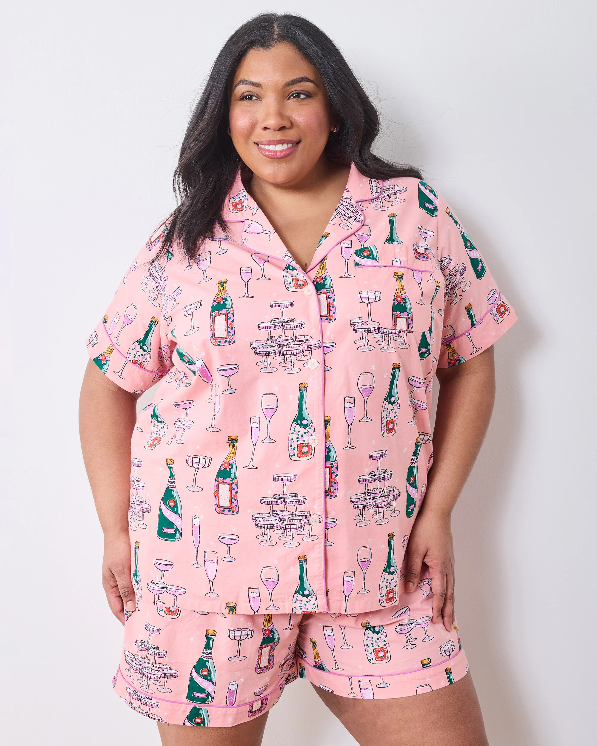 Champagne Tower - Short PJ Set - Peach Fizz - Image 2