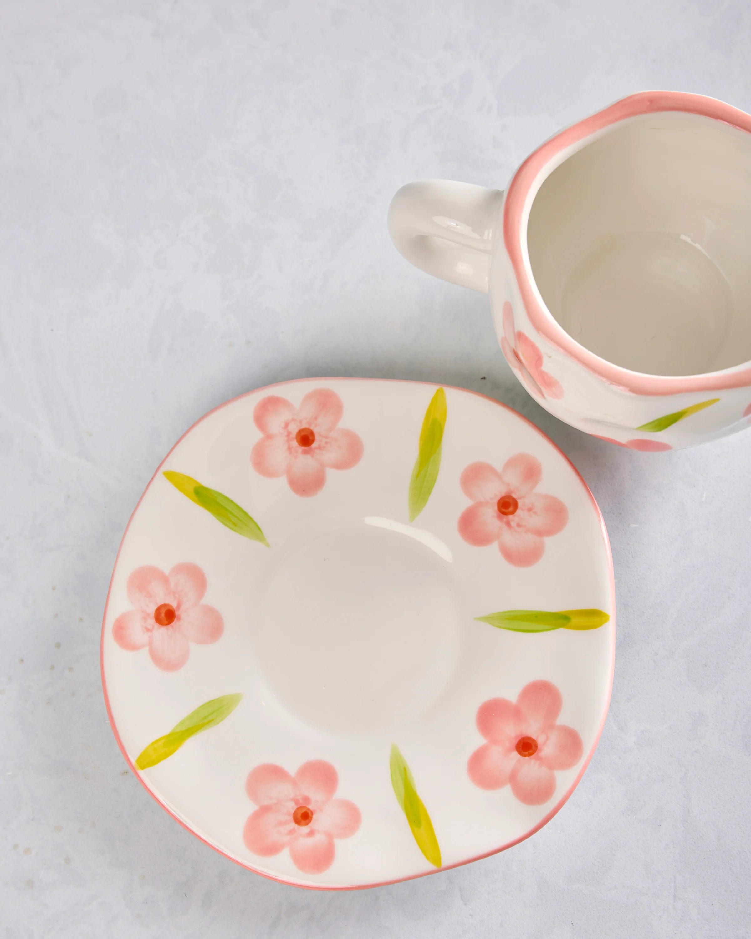 Ivory Combo - Flower Ceramic Mug and Saucer - Chow's Stories - Image 3