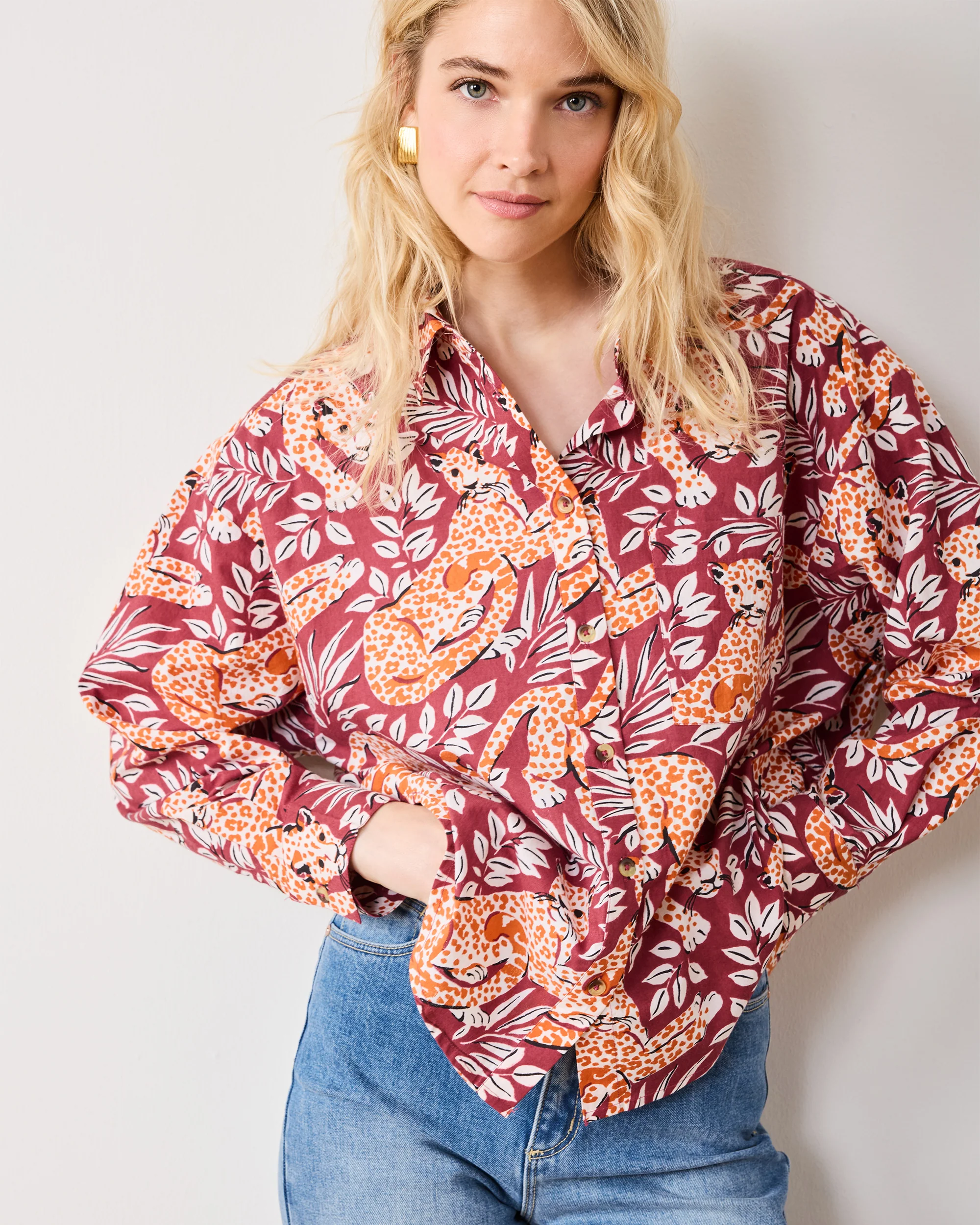 City Cats - Cleo Button Down - Maroon Night - Image 3