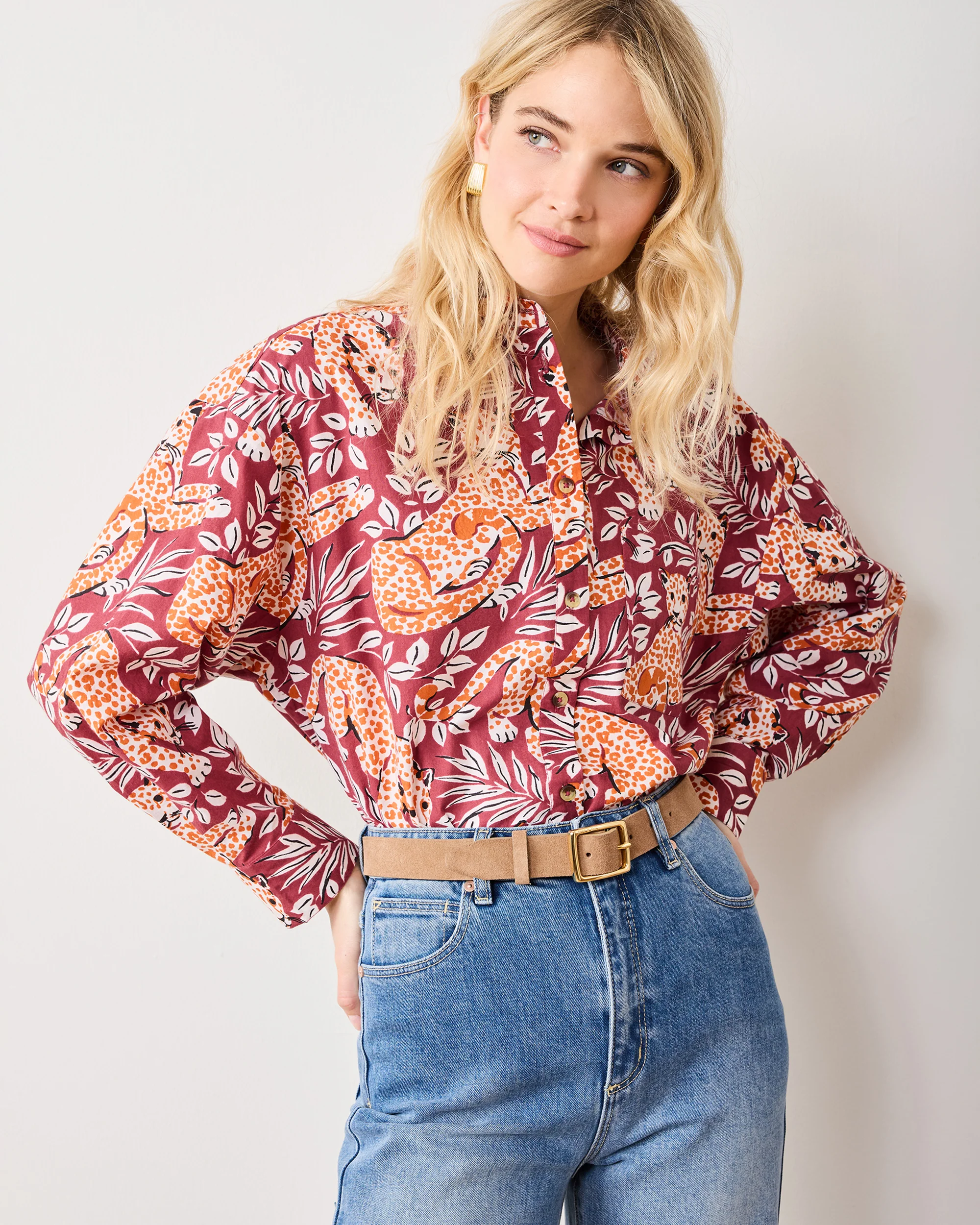 City Cats - Cleo Button Down - Maroon Night - Image 5