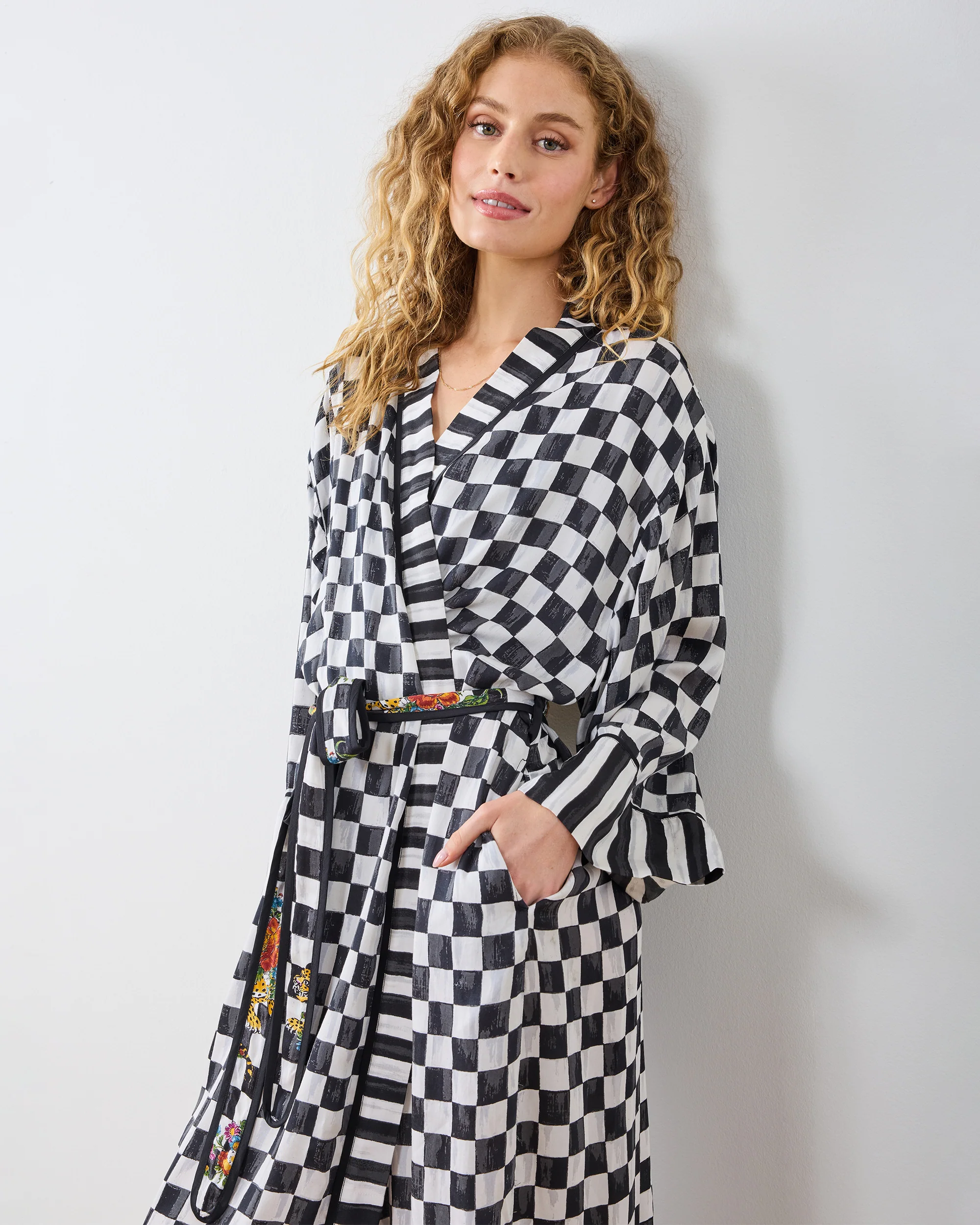 Courtly Check Bagheera - Eco Satin Robe - Floral - Image 6