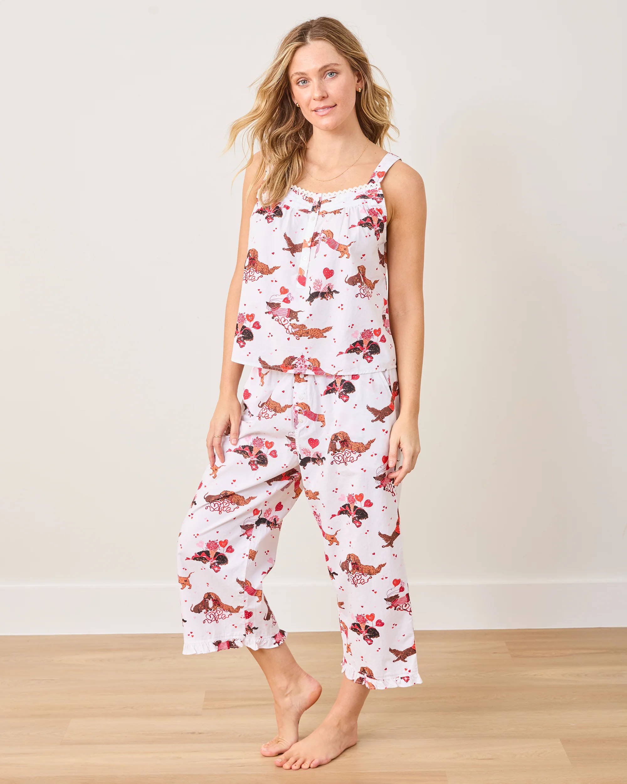 Dachshund Date - Back To Bed Cropped Pant Set - Cloud - Image 6