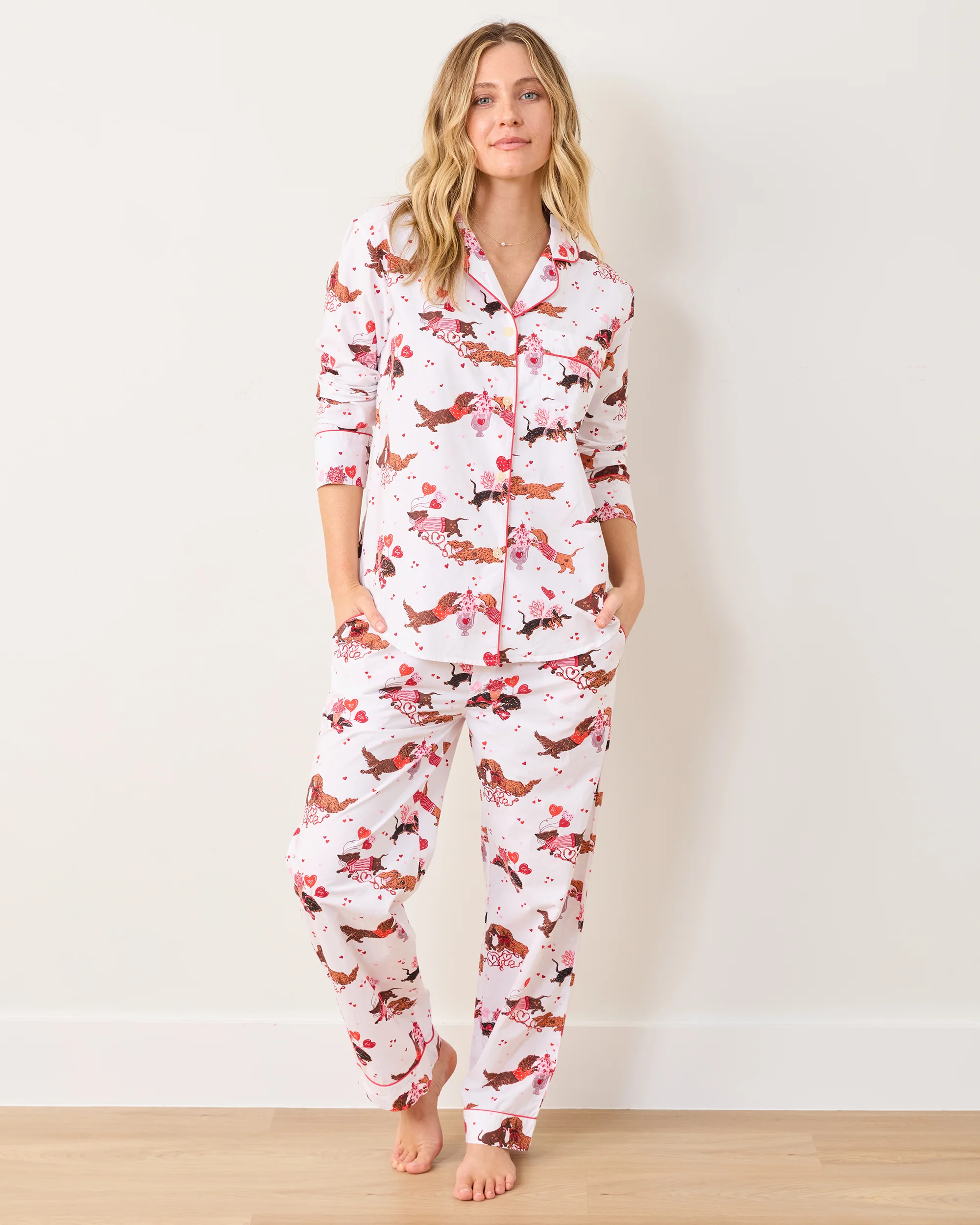 Dachshund Date - Long PJ Set - Cloud - Image 4