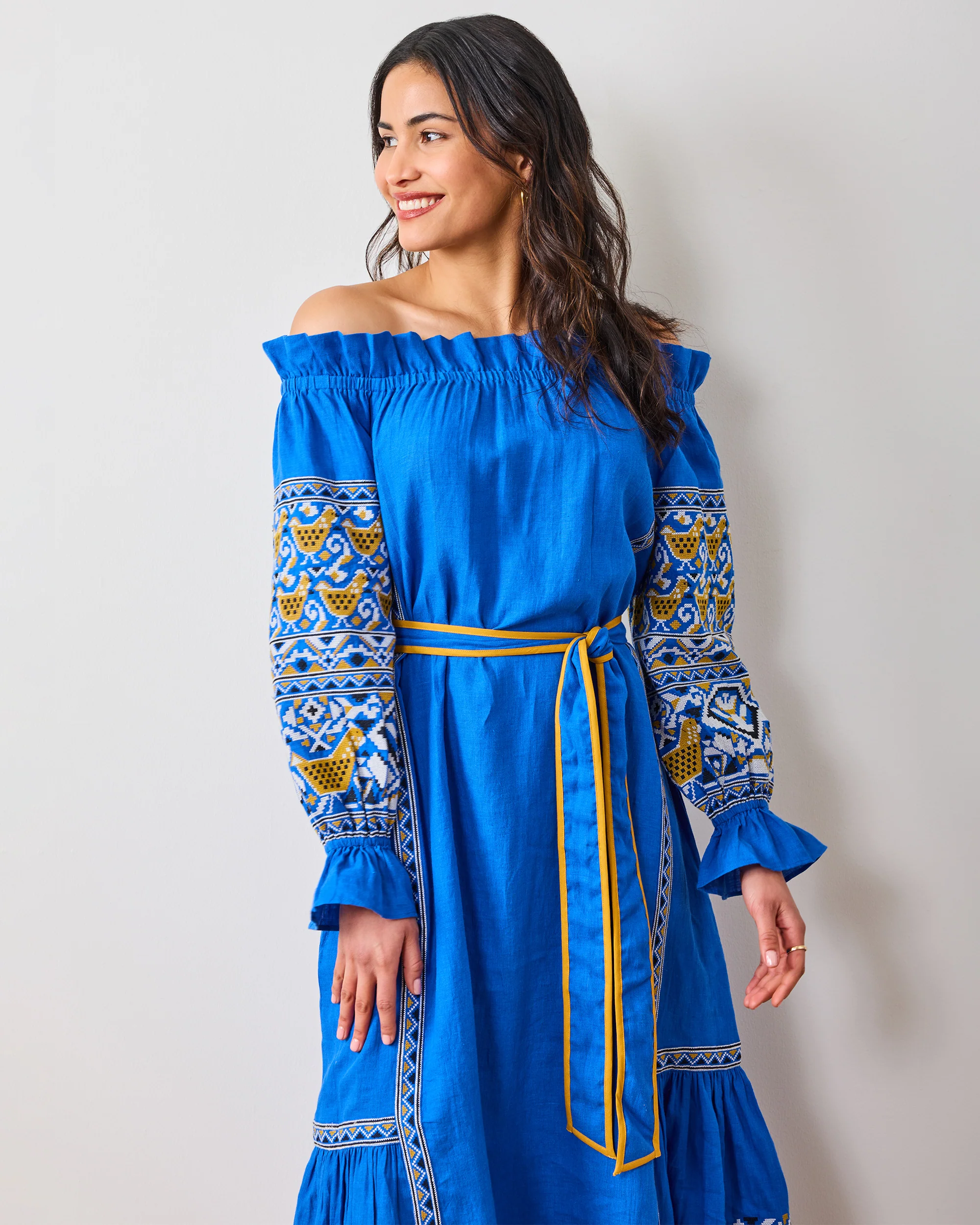 PF + Pencil & Paper Co. Embroidered Hens - Lillian Dress - Cobalt - Image 6