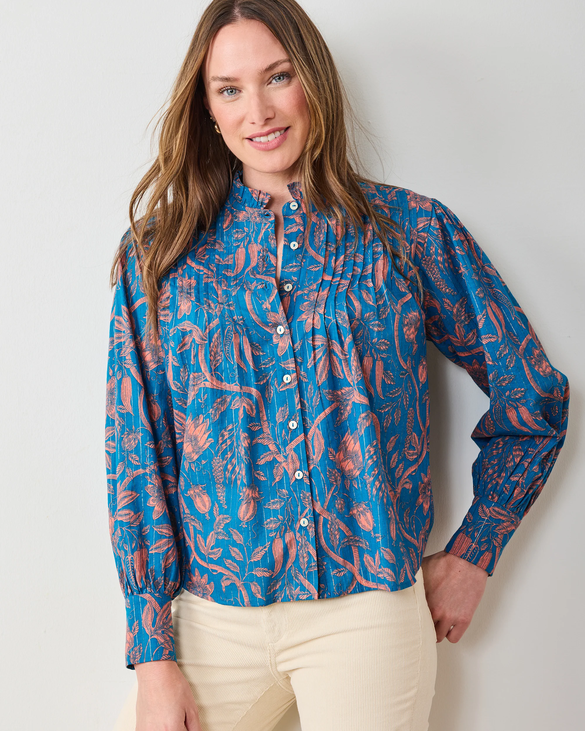 Etched Vine - On A Whim Blouse - Turquoise Blush - Image 4