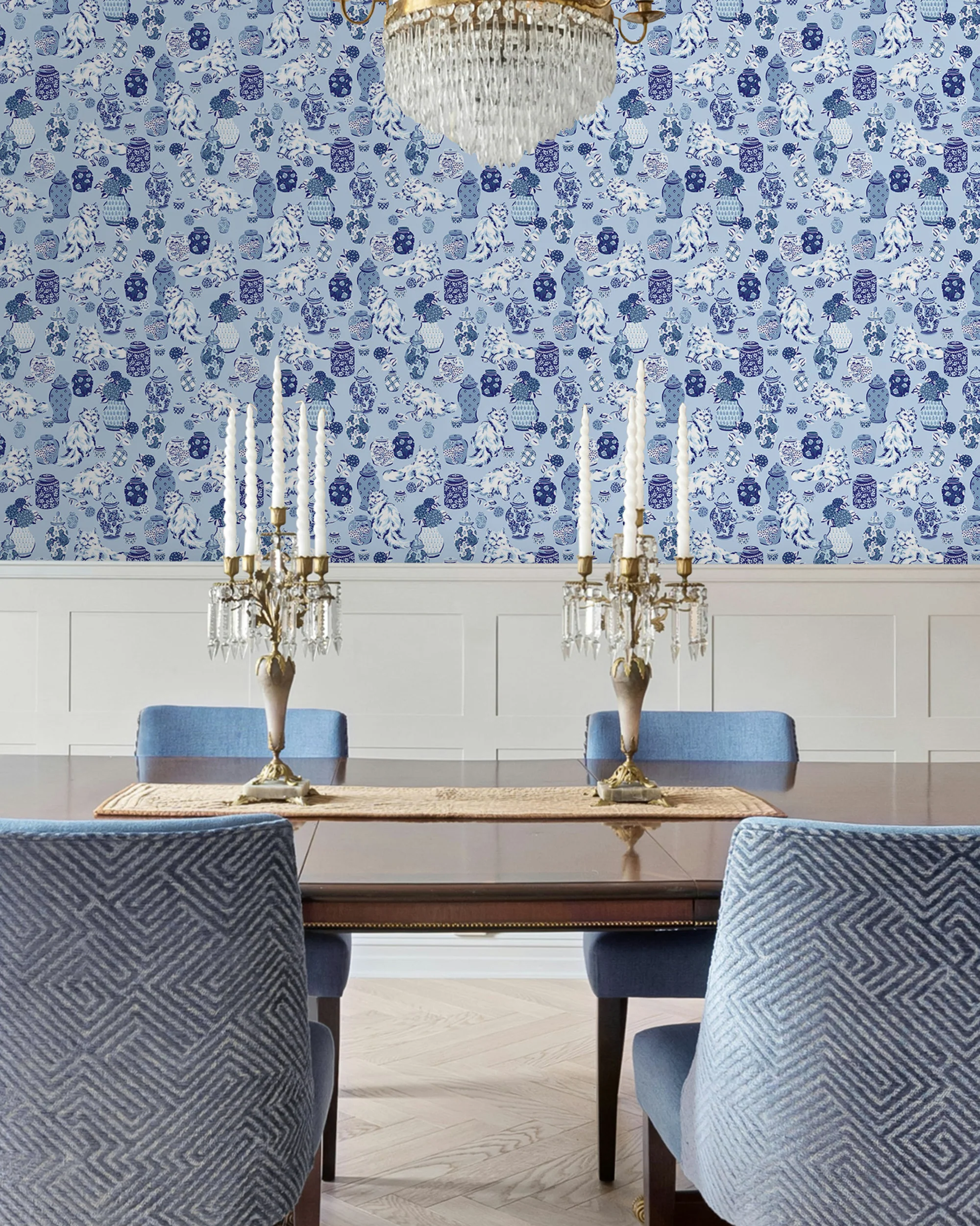 Fancy Cats - Peel & Stick Wallpaper - Blue - Image 4