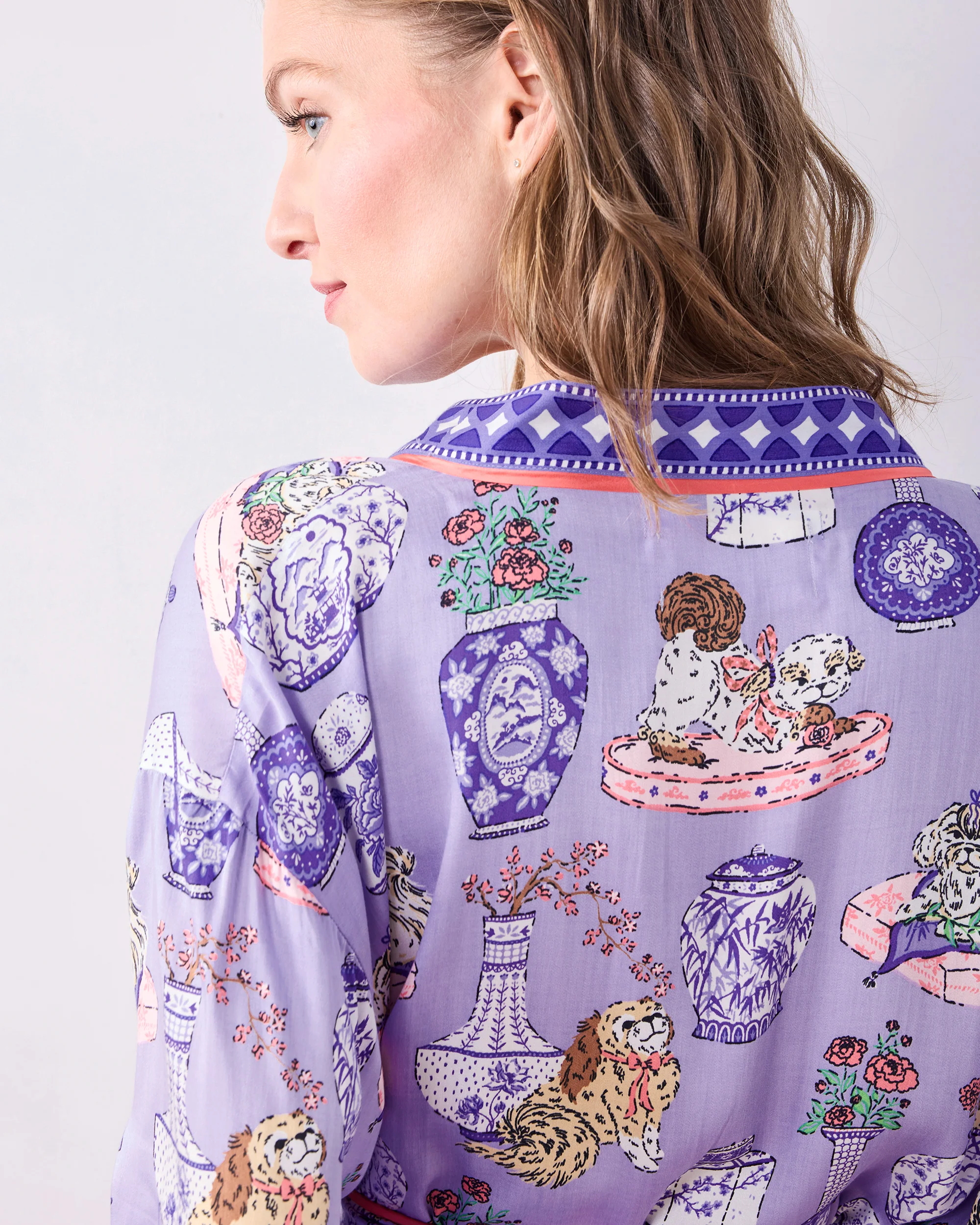 Fancy Dogs - Eco Satin Robe - Lavender Glaze - Image 5