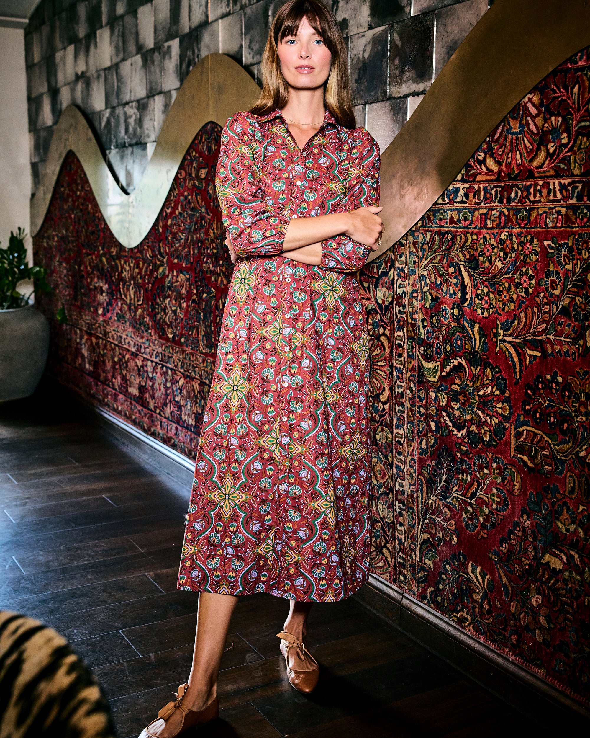 Festive Tapestry - Charlotte Dress - Burgundy - Image 5