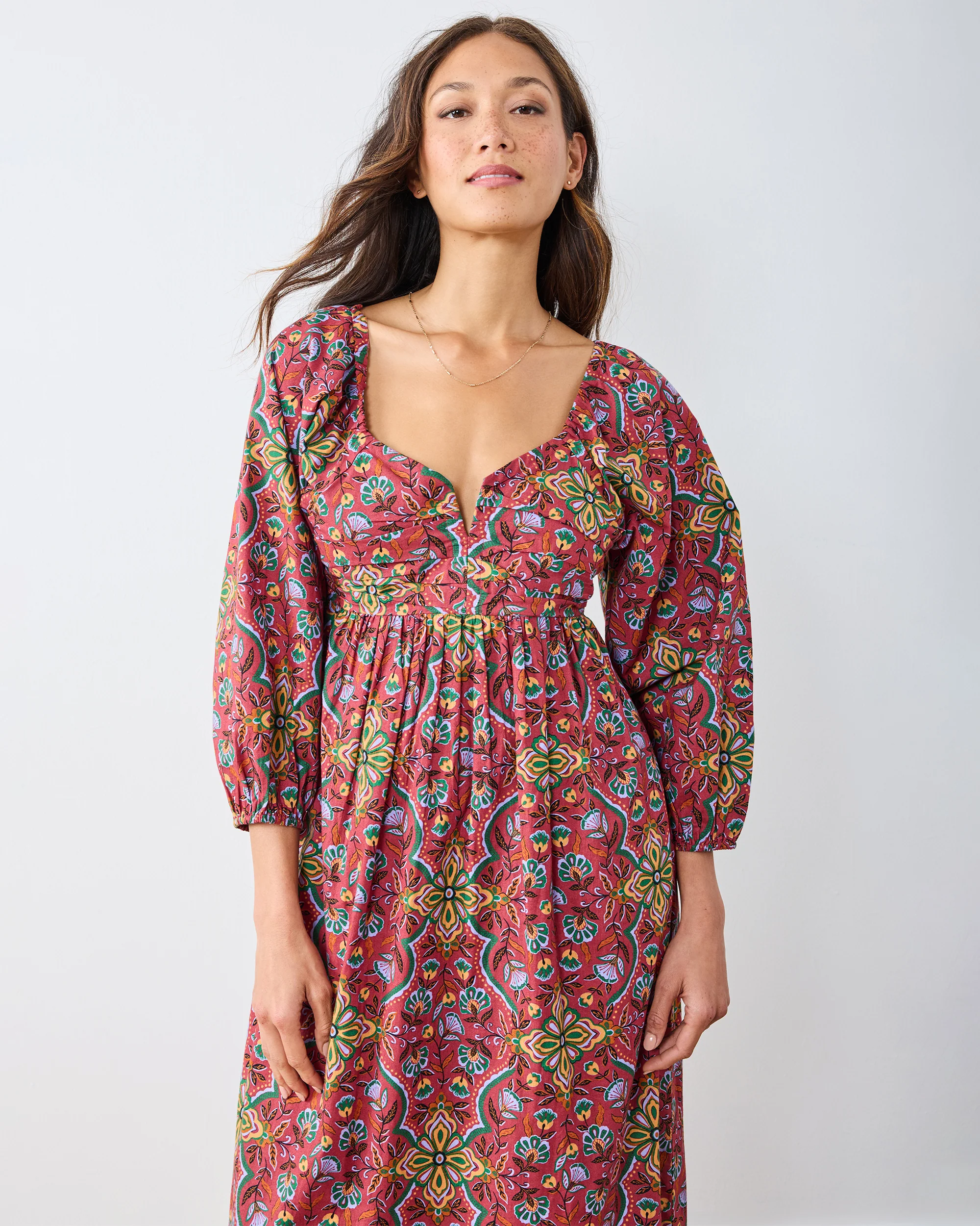 Festive Tapestry - Sloane Dress - Burgundy - Image 3