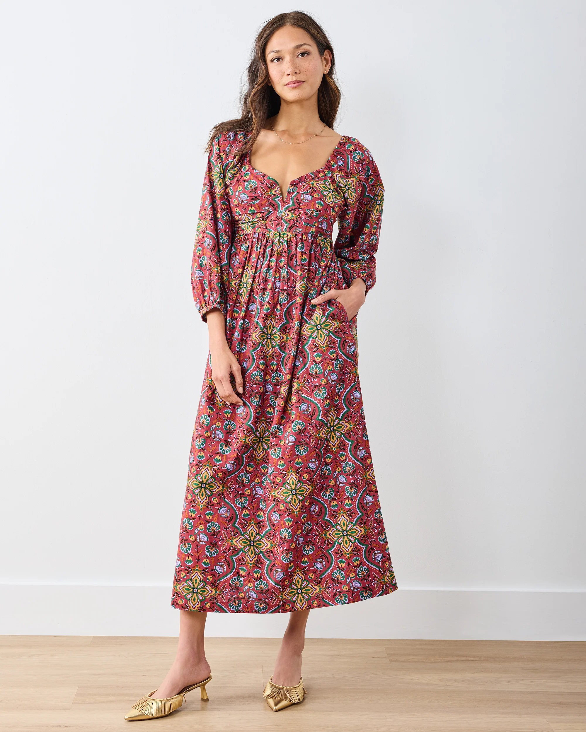 Festive Tapestry - Sloane Dress - Burgundy - Image 6