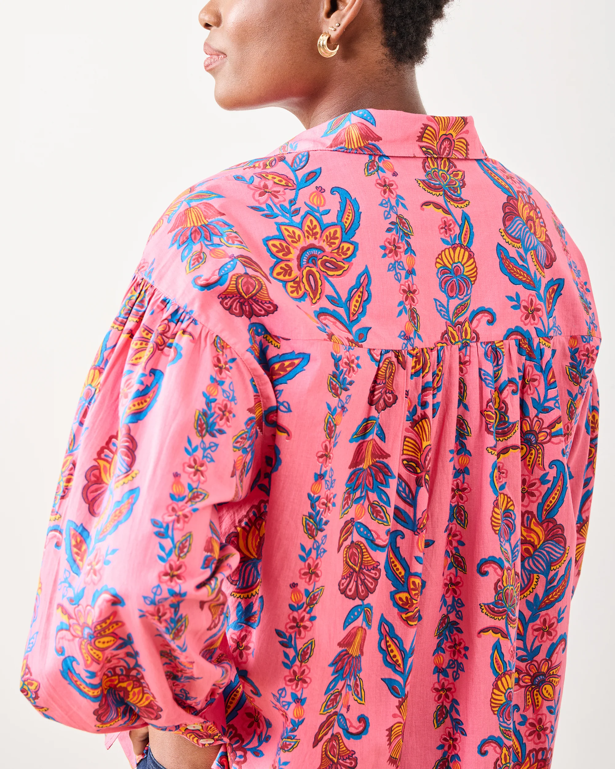 Folklore Flowers - Shelby Button Down - Bright Rose - Image 6