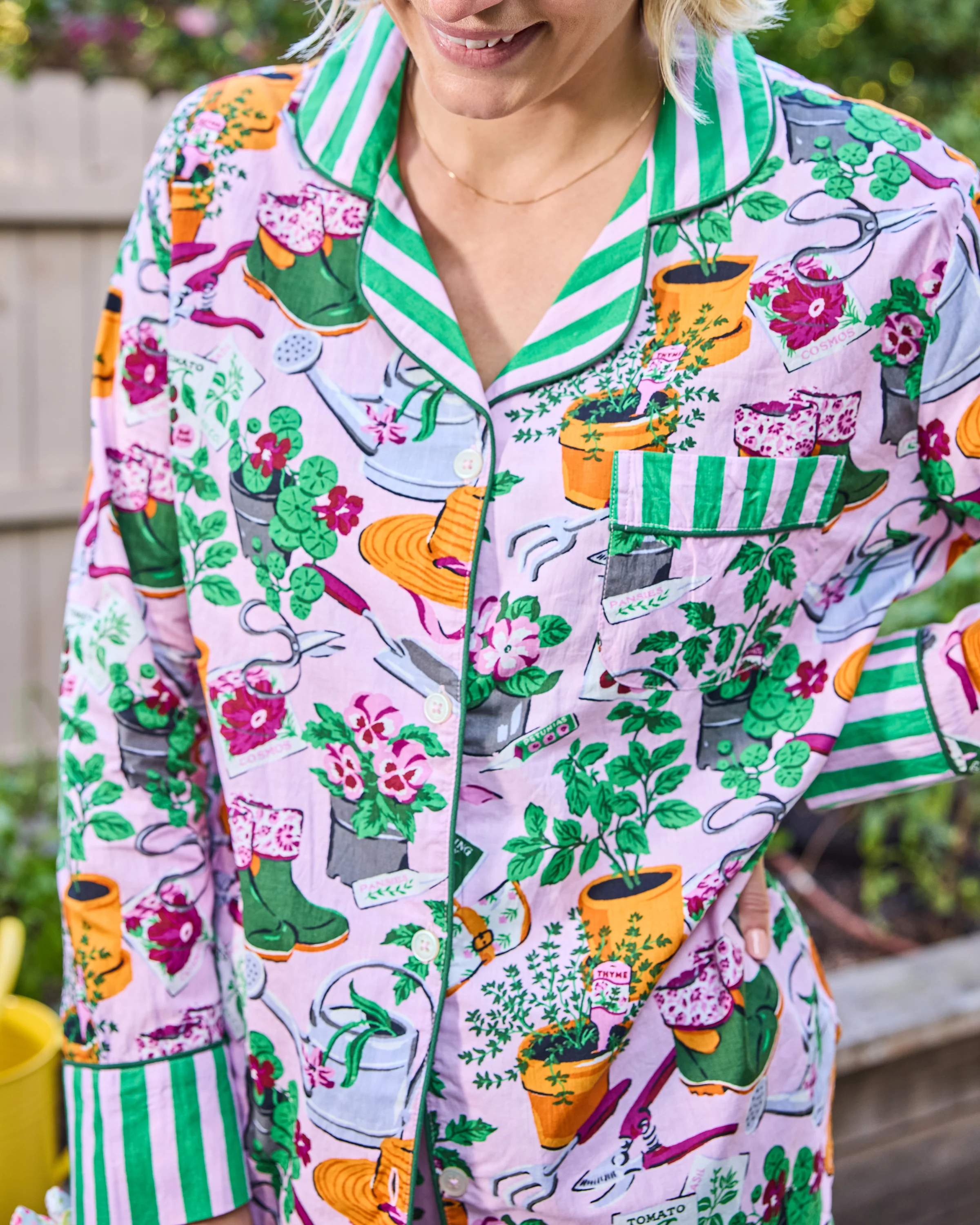 Green Thumb - Long PJ Set - Pink Cosmos - Image 2