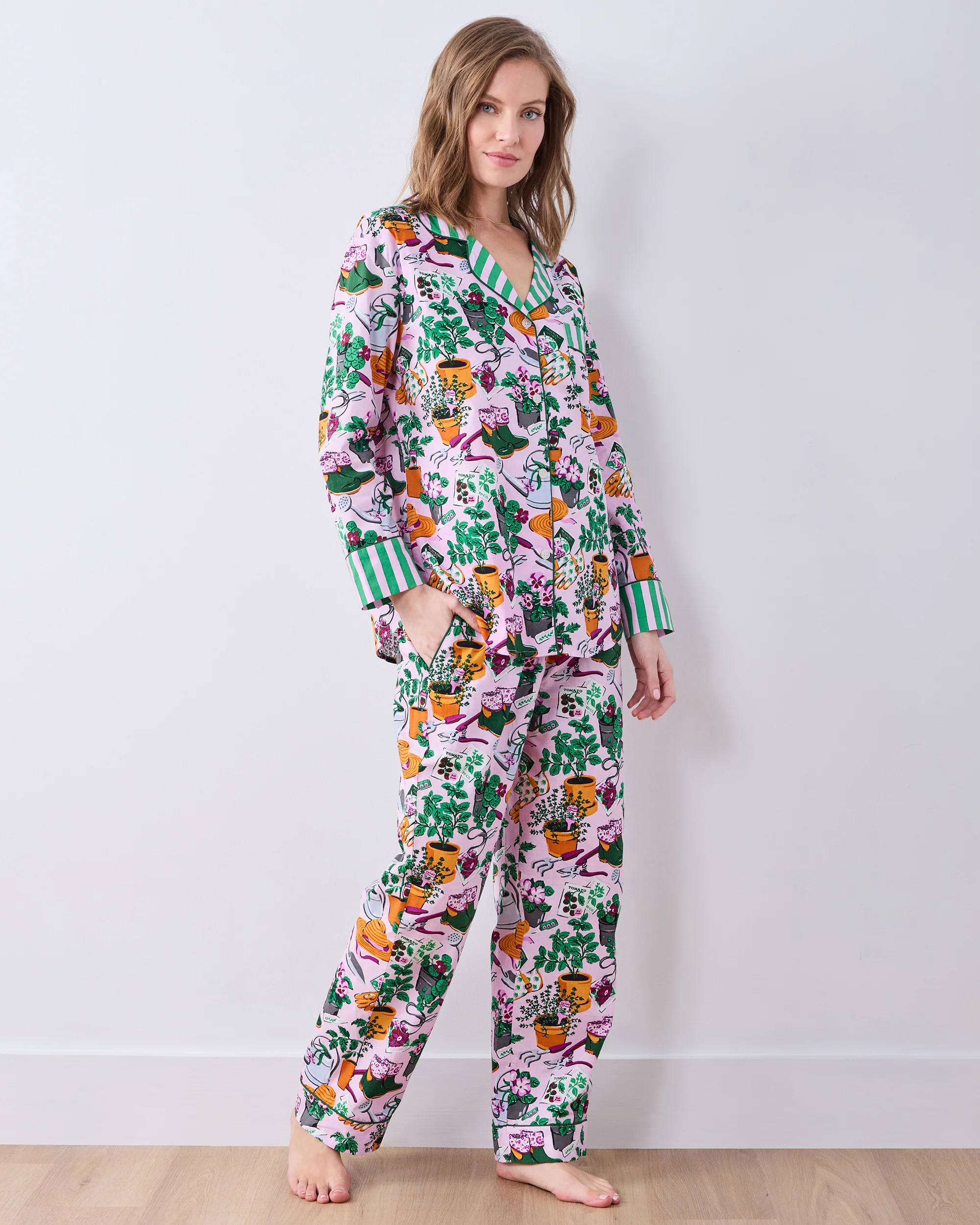 Green Thumb - Long PJ Set - Pink Cosmos - Image 3