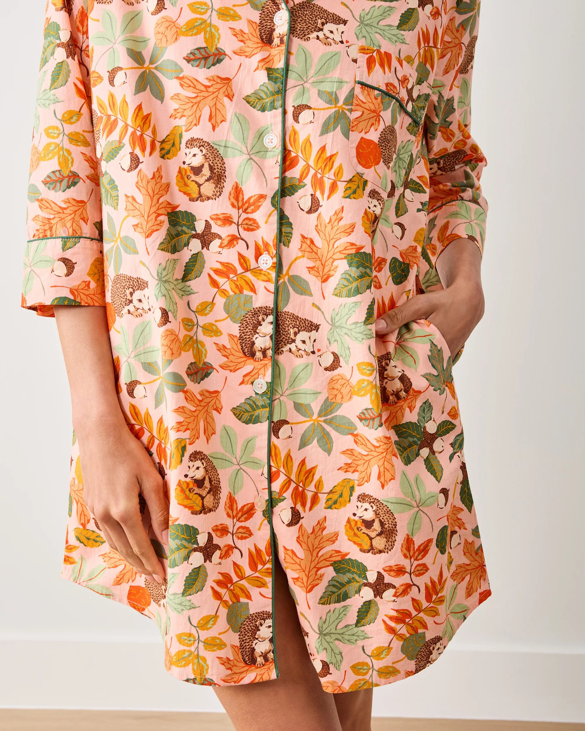 Hedgehog Forest - Sleep Shirt - Peach Leaf - Image 4