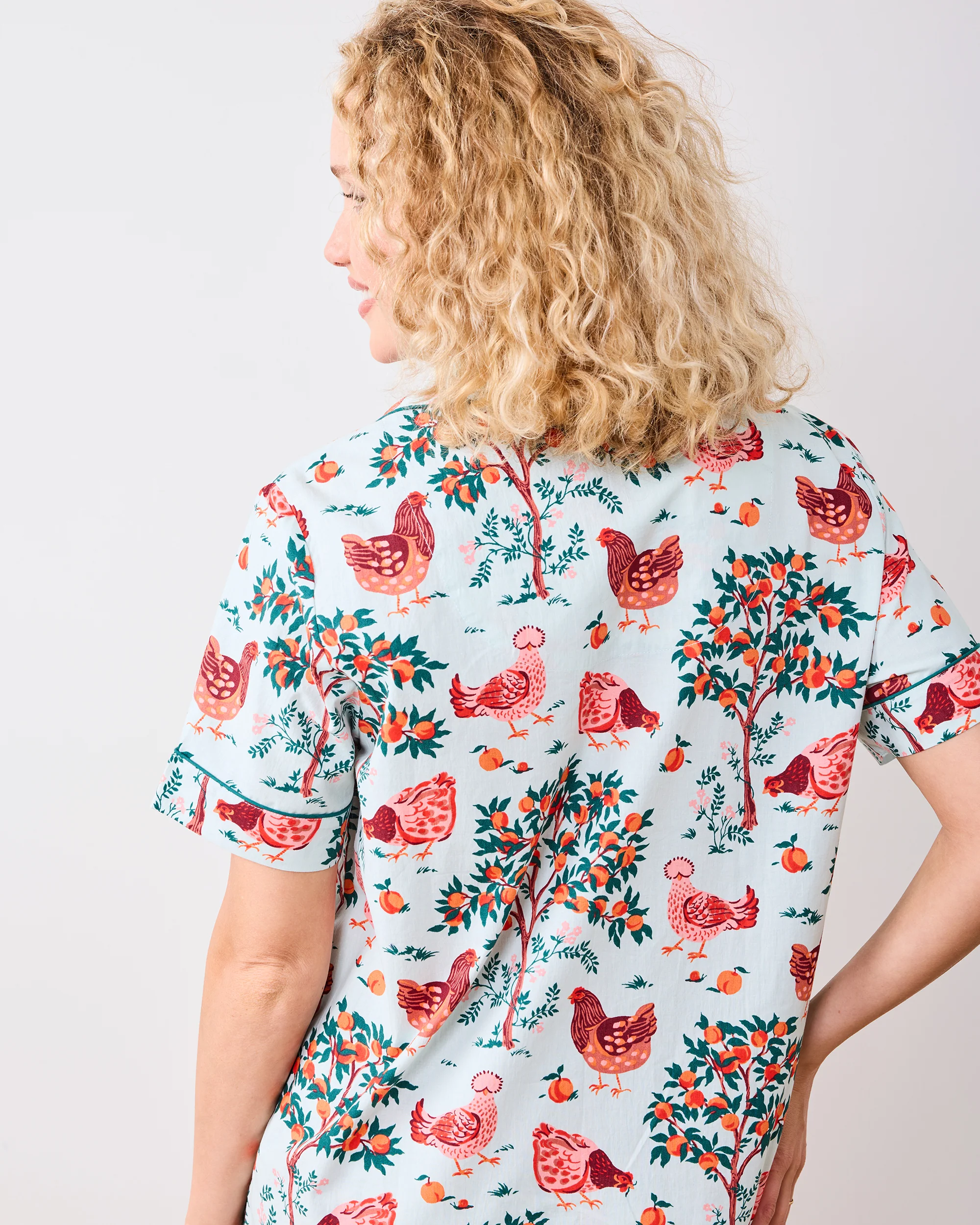 Hen House - Short PJ Set - Soft Blue - Image 3