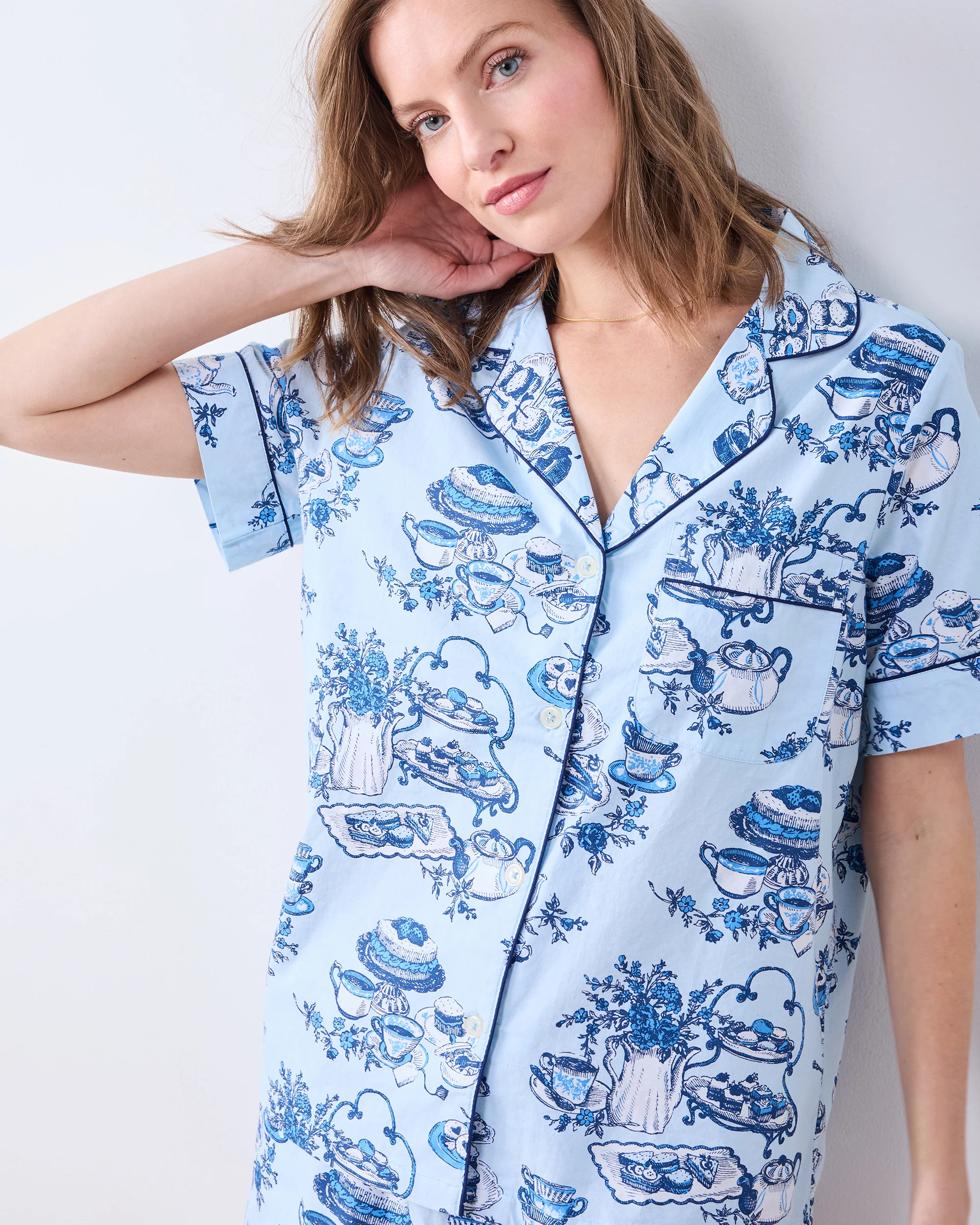High Tea Toile - Short PJ Set - Notting Hill Blue