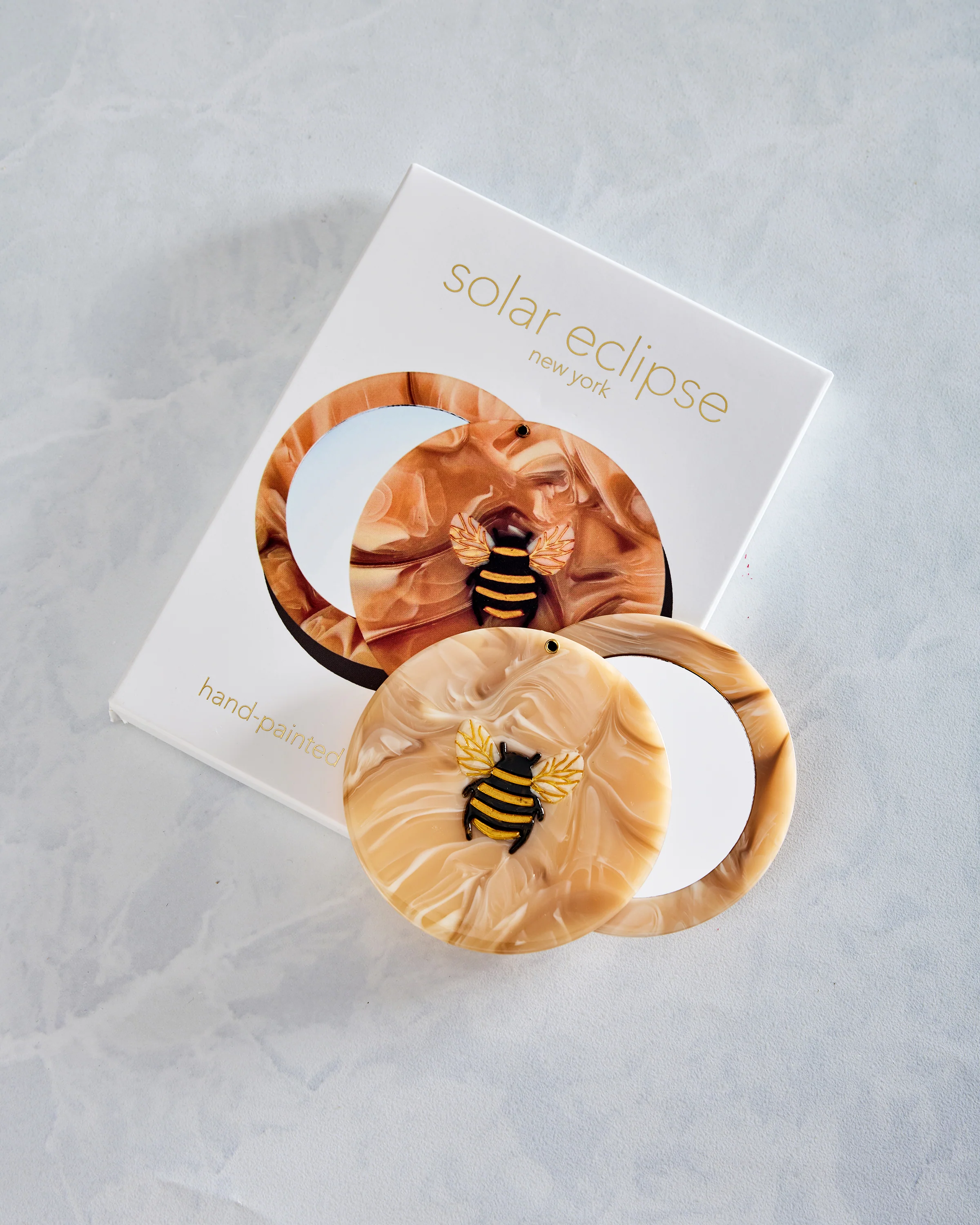 Honey Combo - Hand Painted Honey Bee Compact Mirror - Solar Eclipse - Image 4