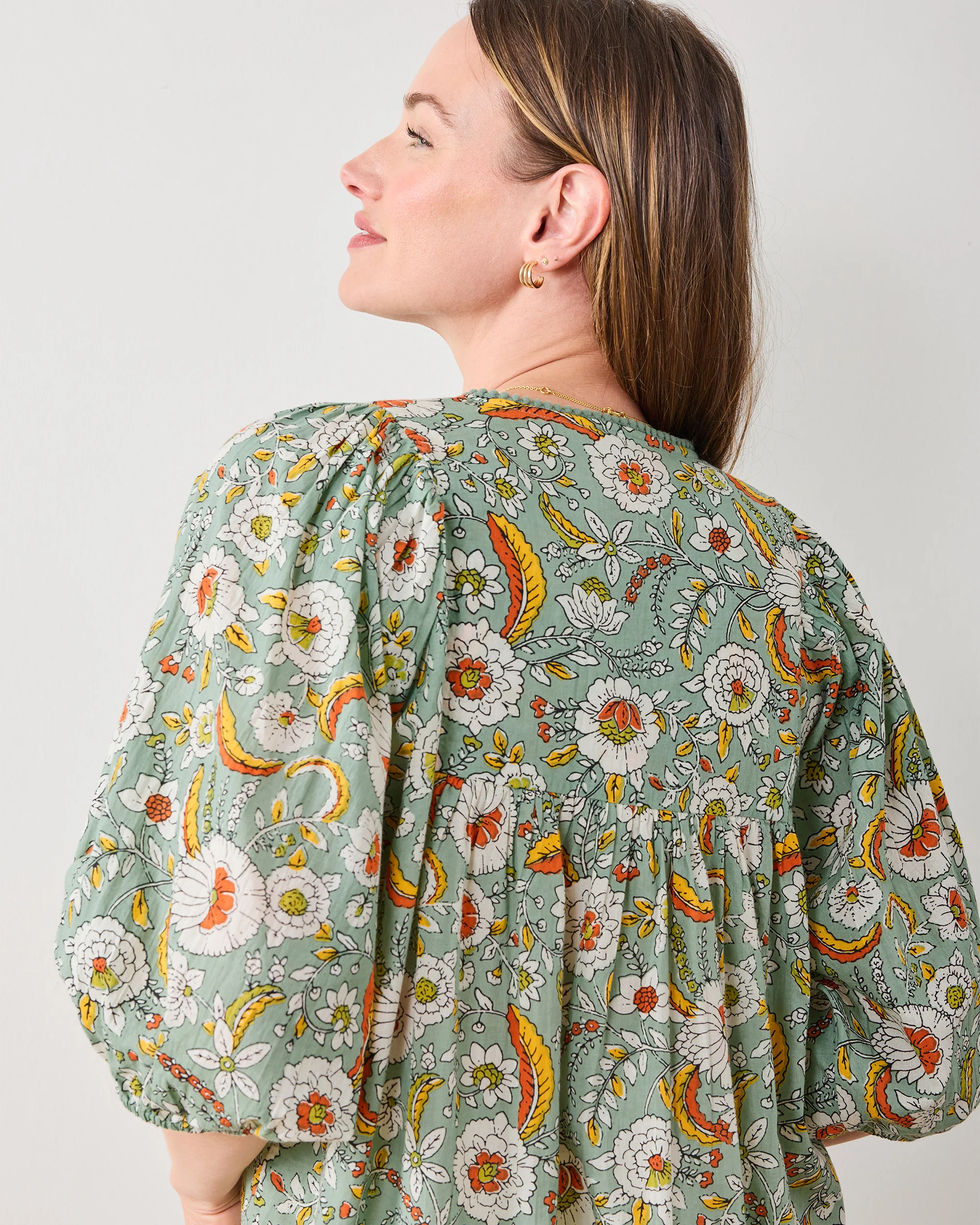 India Bloom - Artifact Blouse - Sage - Image 4