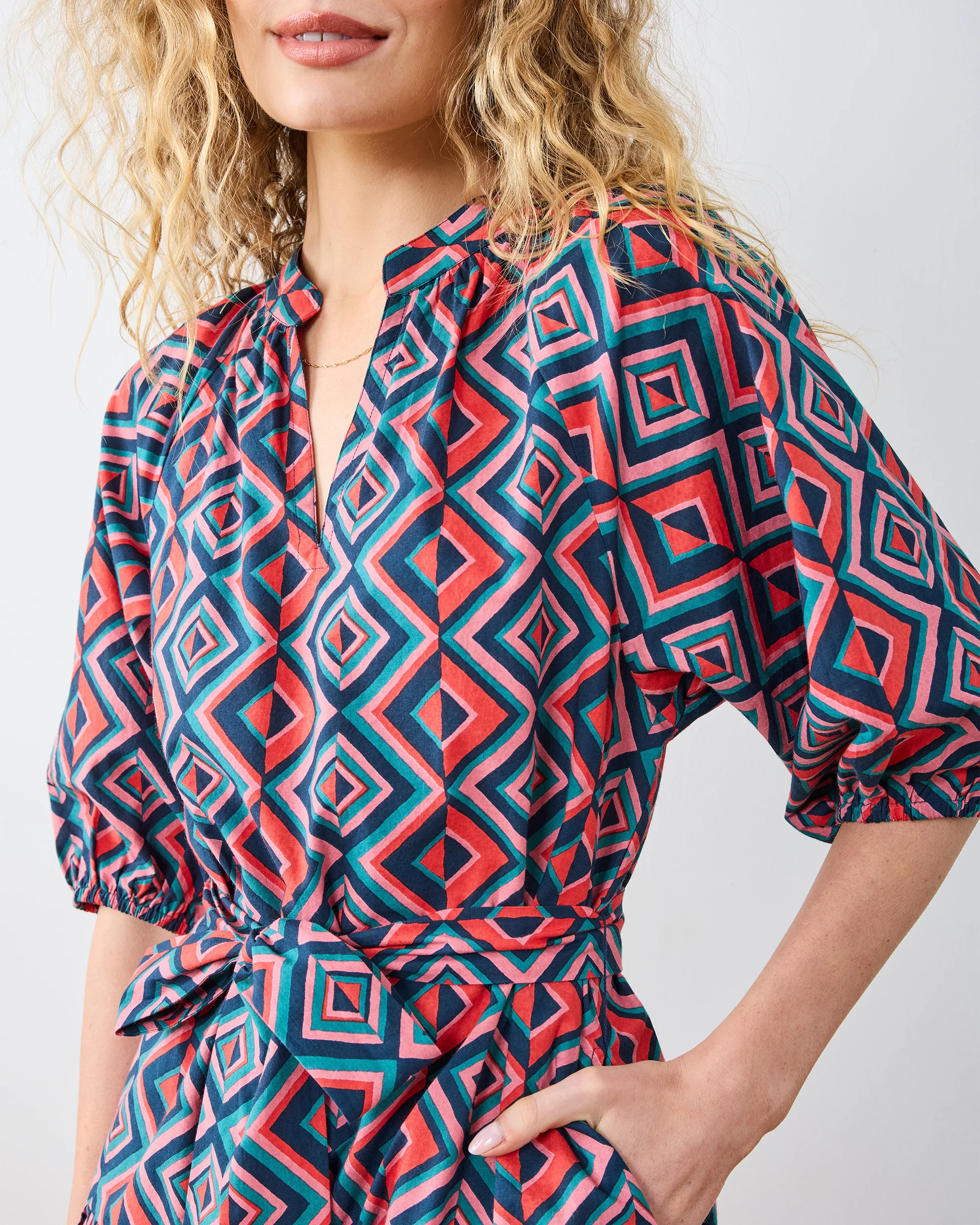Kaleidoscope Diamond - Caroline Dress - Navy/Red - Image 5
