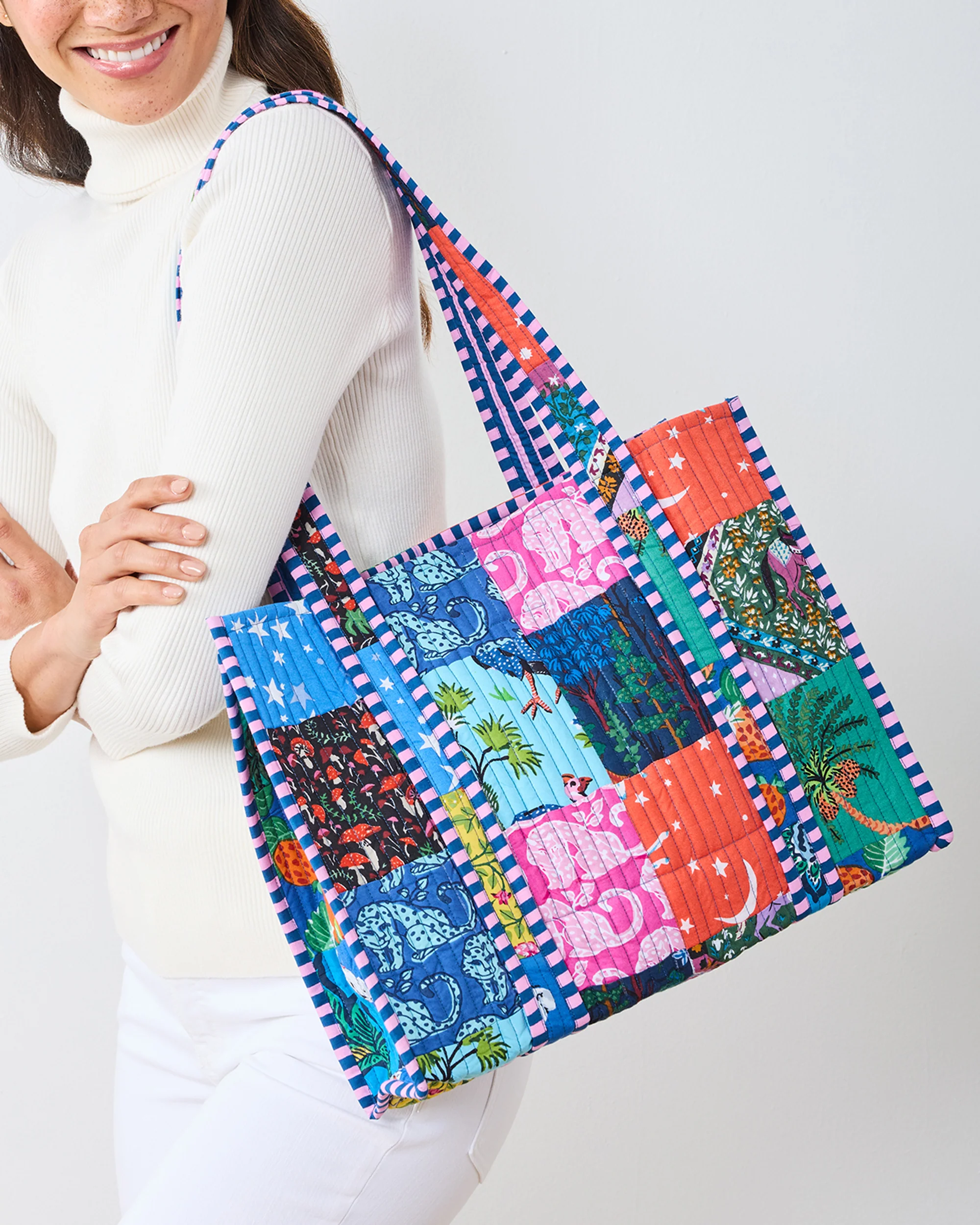 Kantha - Petite Traveler Tote - Multi Print - Image 2