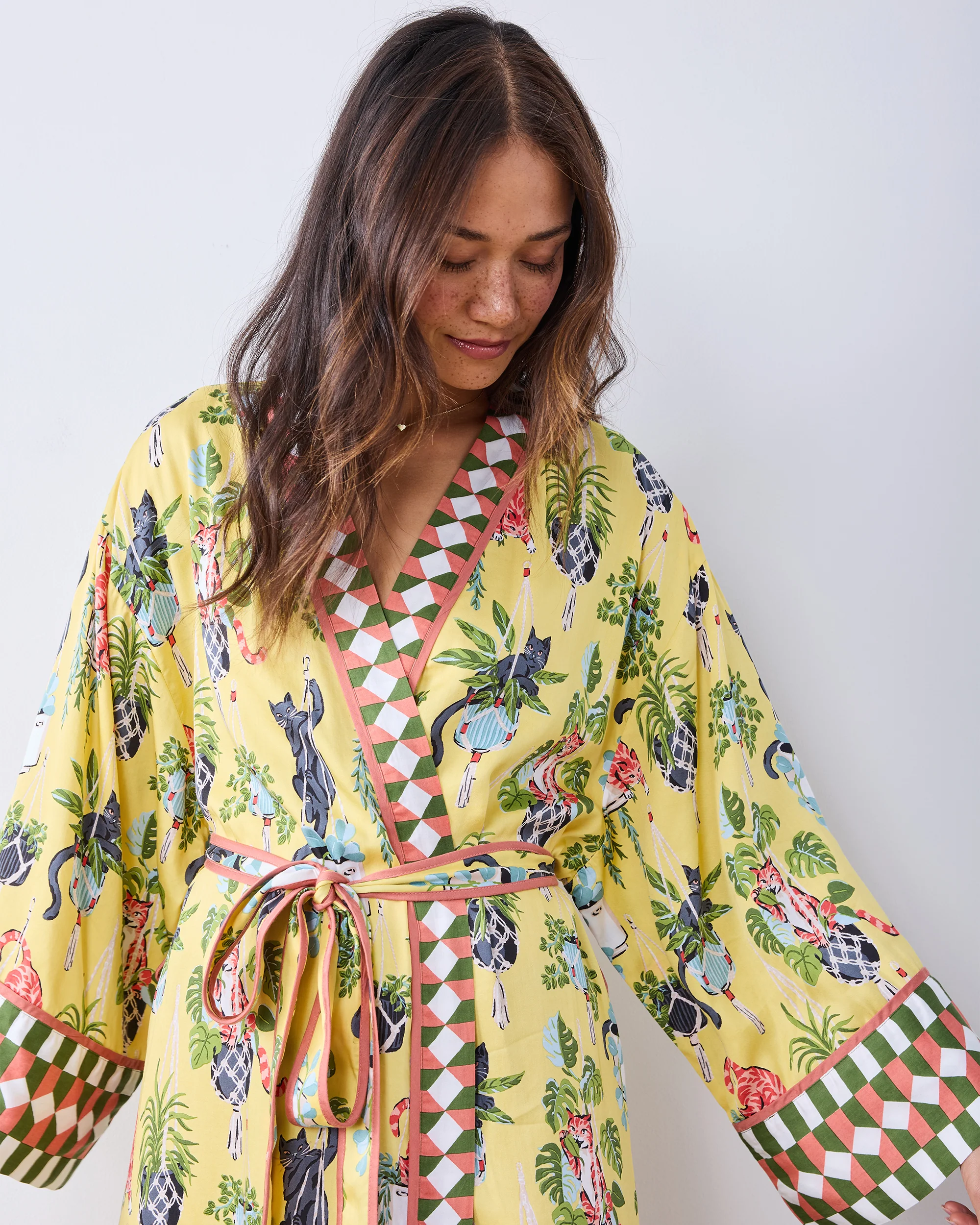 Macrame Mischief - Eco Satin Robe - Sunshine - Image 2