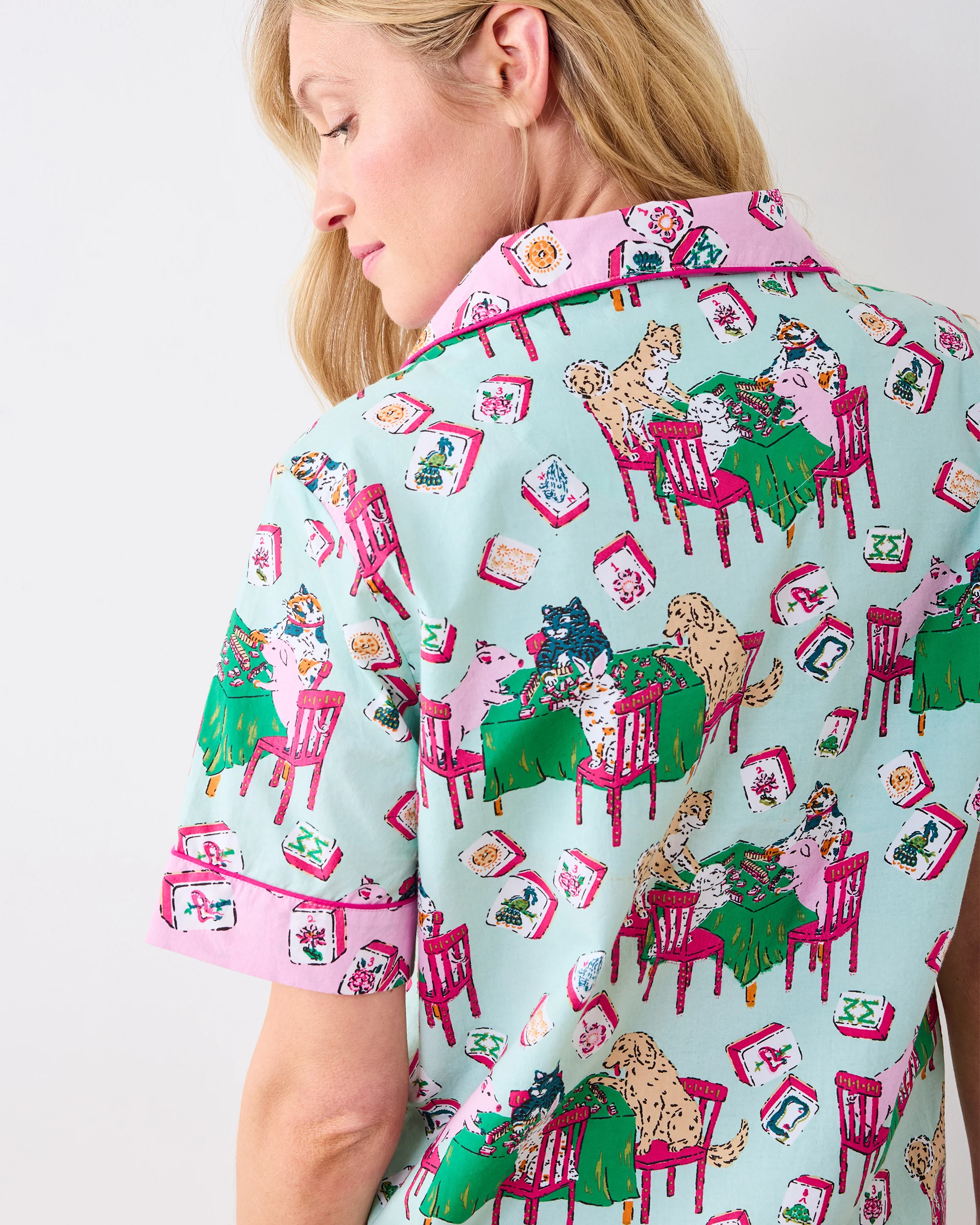 Mah Jongg Menagerie - Short PJ Set - Pale Jade - Image 5