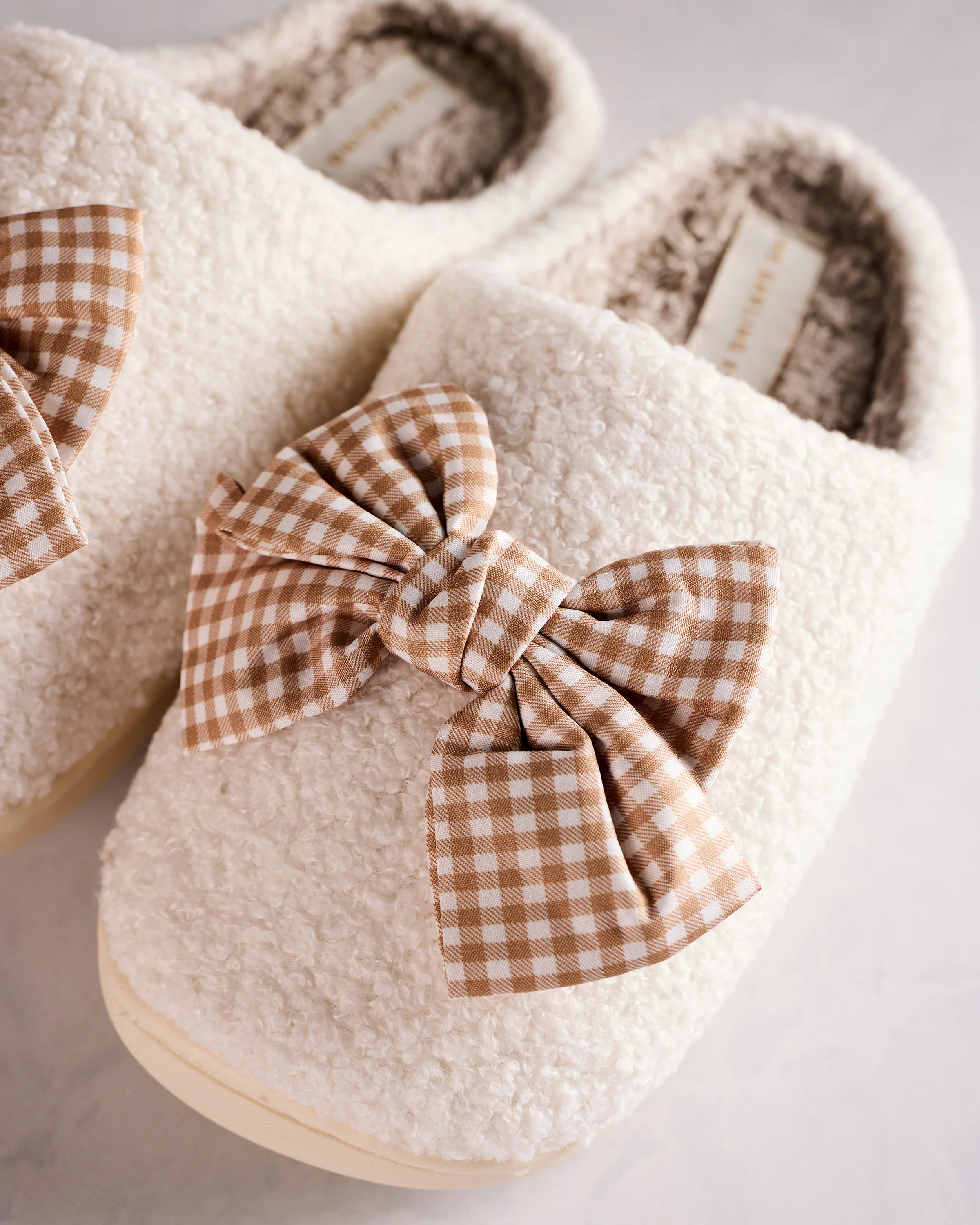 Maple Gingham - Fuzzy Bow Slippers - The Darling Effect - Image 2