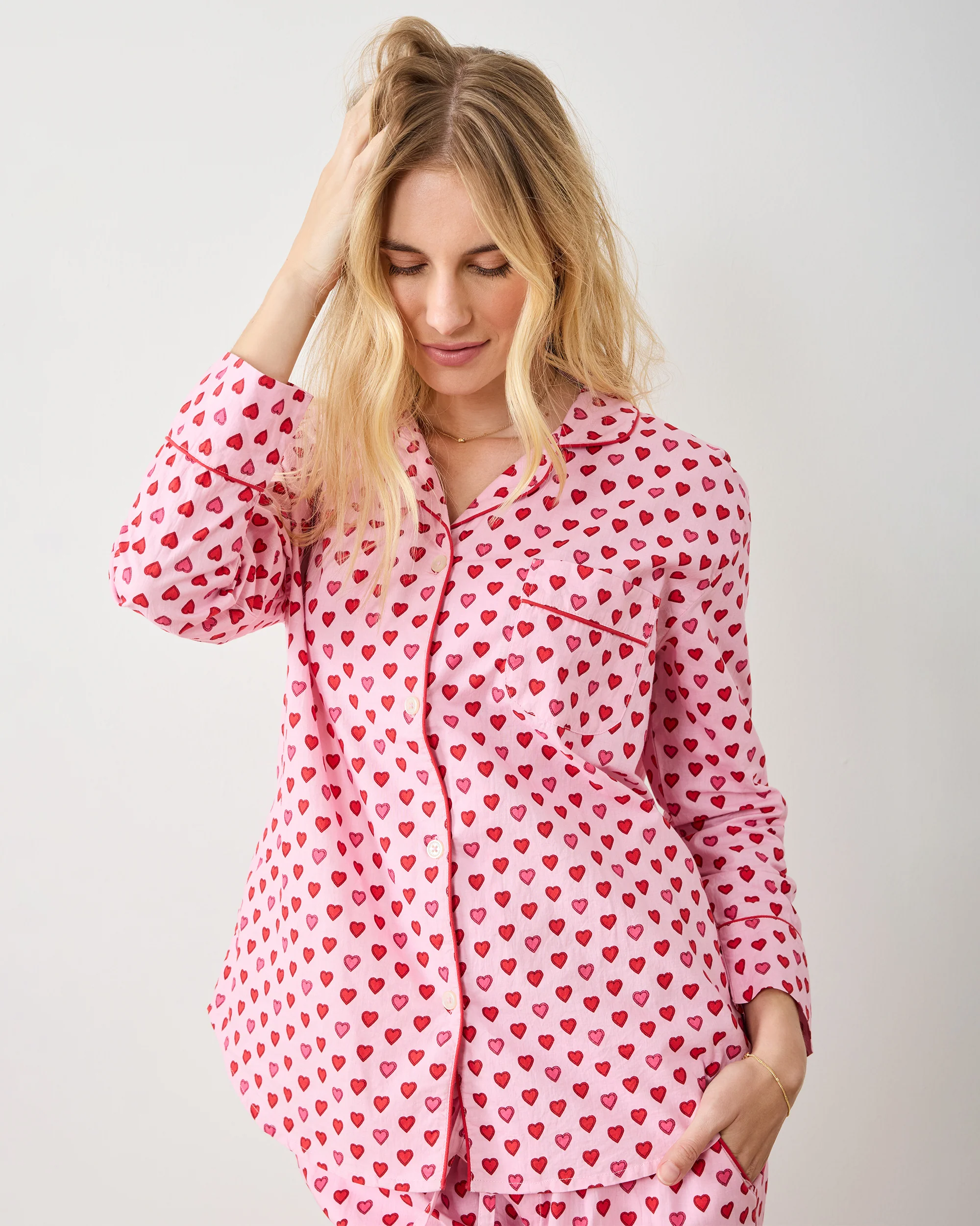 Mini Candy Hearts - Long PJ Set - Pink Macaron - Image 4