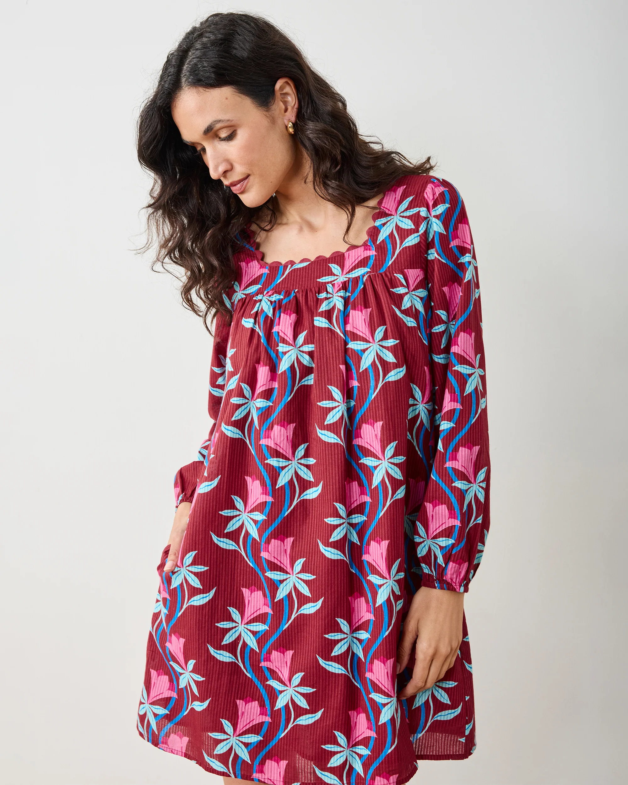 Moonflower Vine - Cypress Dress - Barn Red - Image 5
