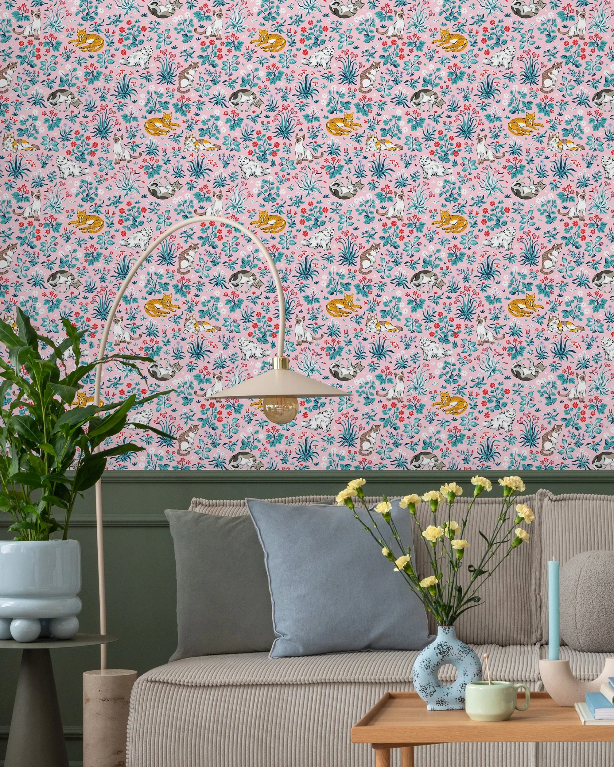 Must Love Cats - Peel & Stick Wallpaper - Pink - Image 10