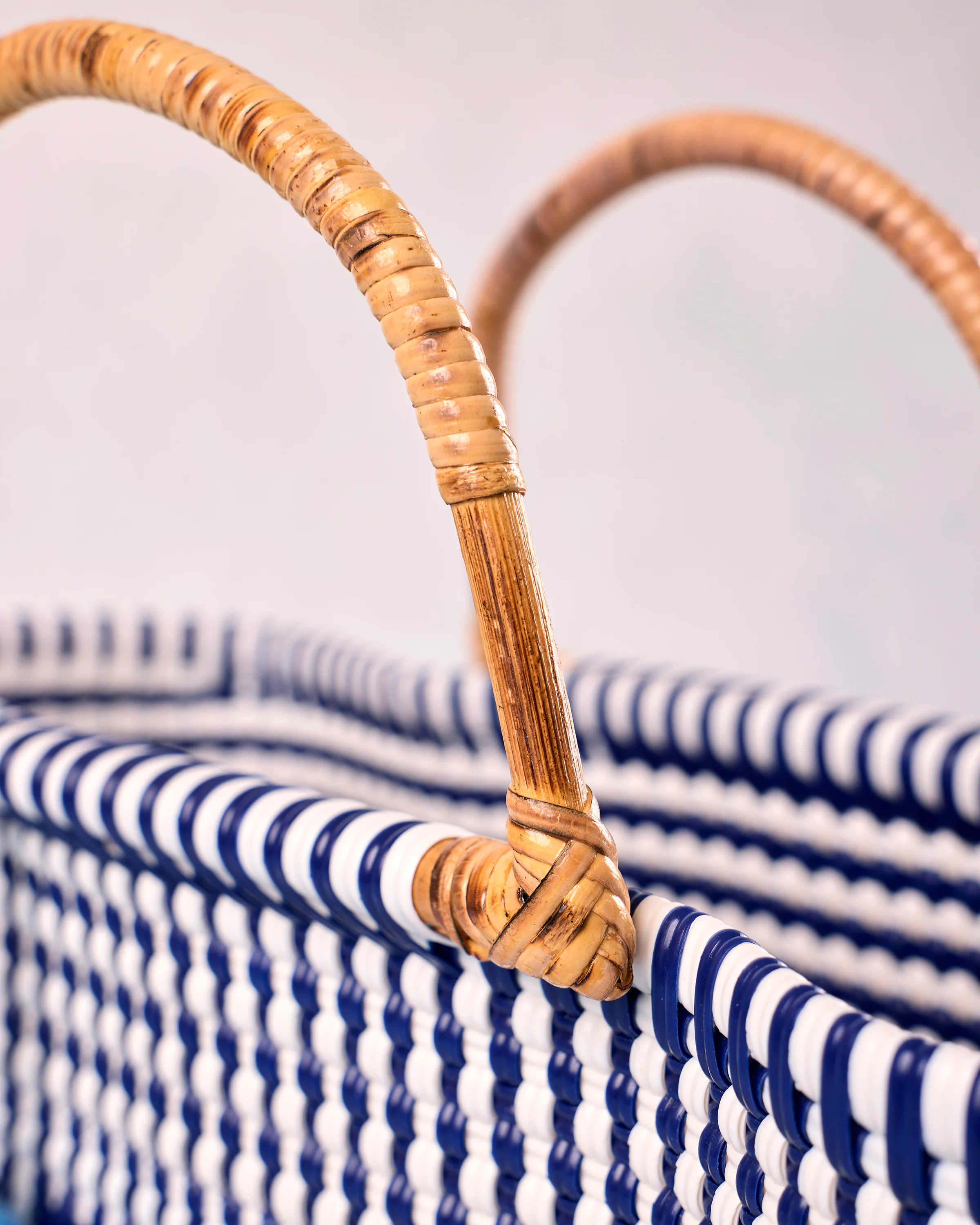 Navy & White - Bamboo Preppy Tile Navy & White Citron Tote - Squeeze de Citron - Image 2