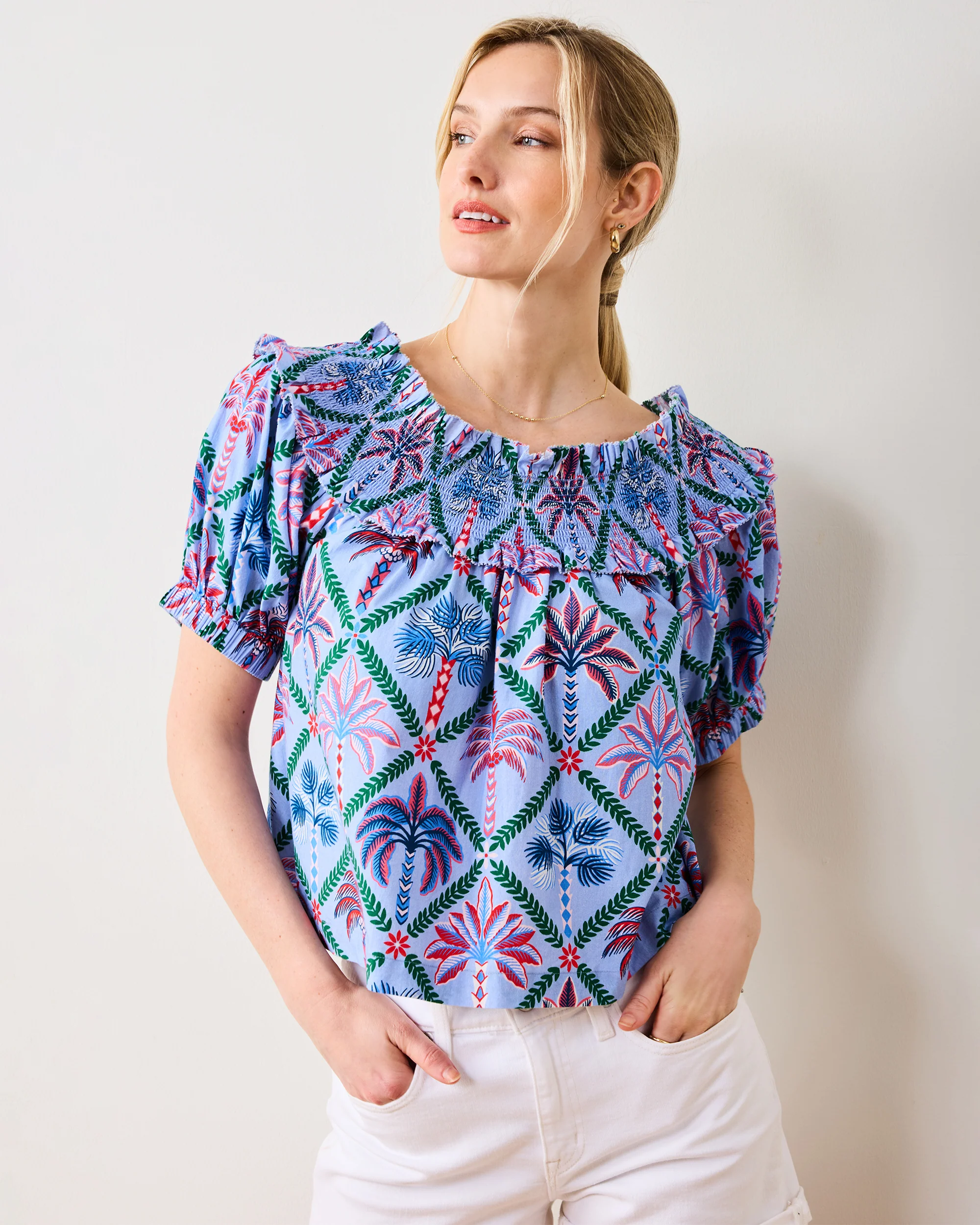 Palm Tree Paradise - Ximena Blouse - Lilac Escape - Image 2