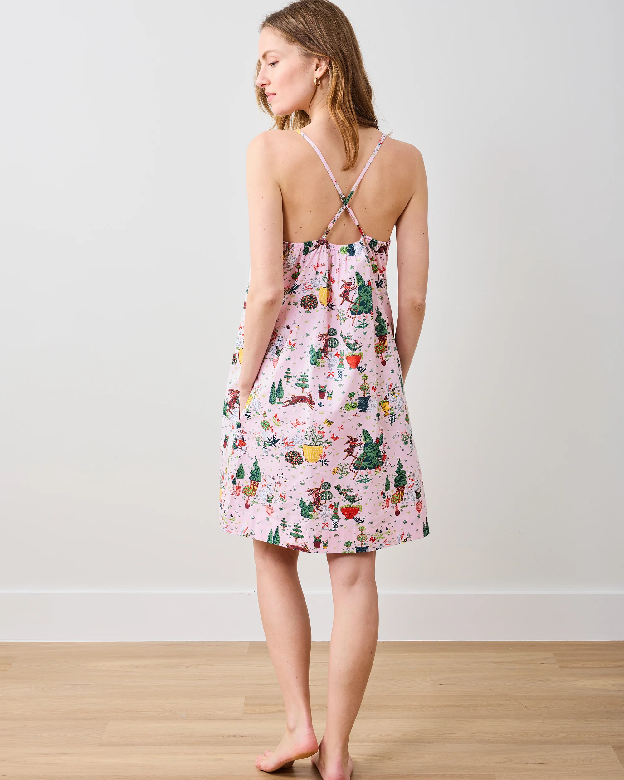 Rabbit Topiary - Cami Nightgown - Easter Pink - Image 3