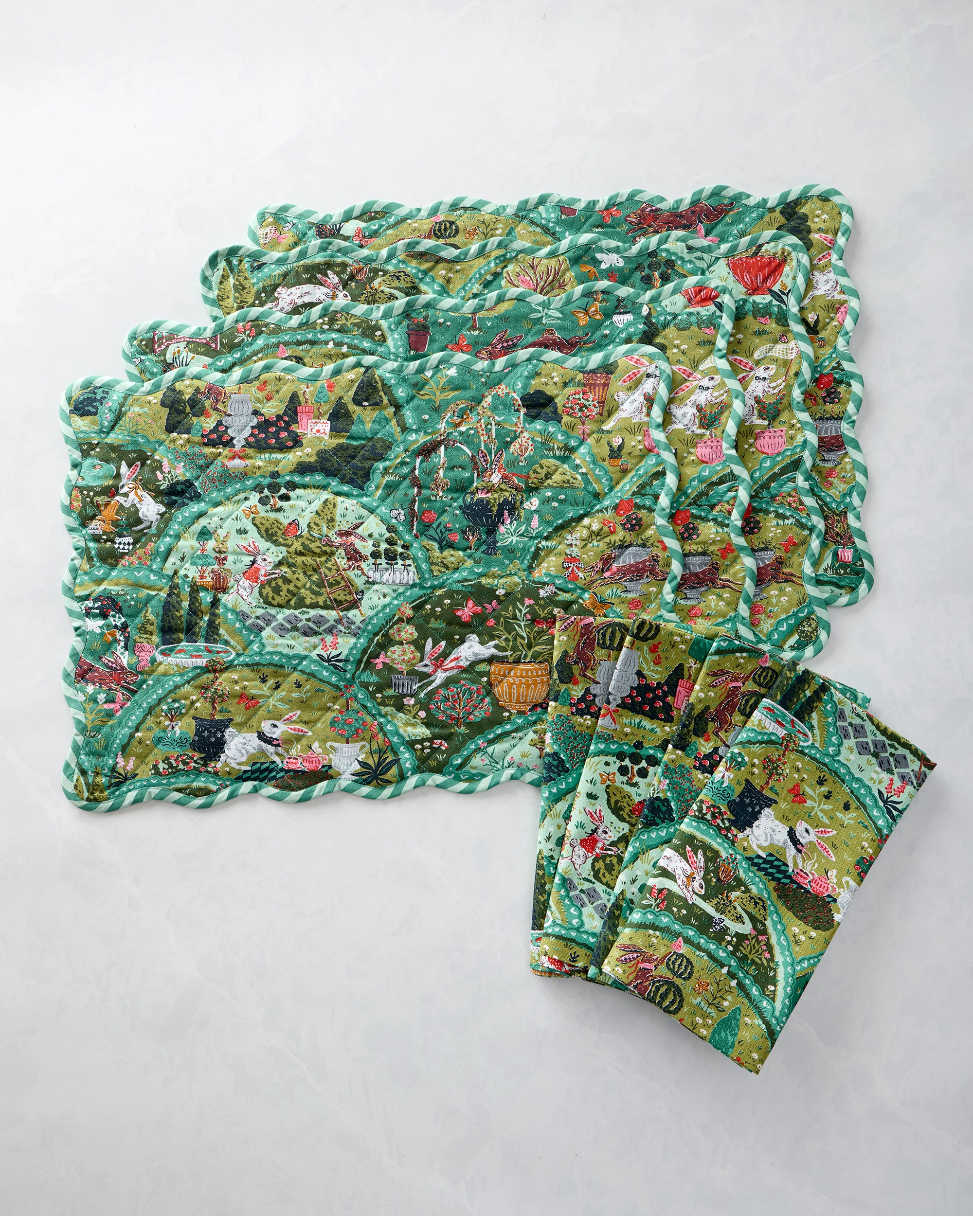 Rabbit Wonderland - Set Of 4 Placemats - Sage - Image 3