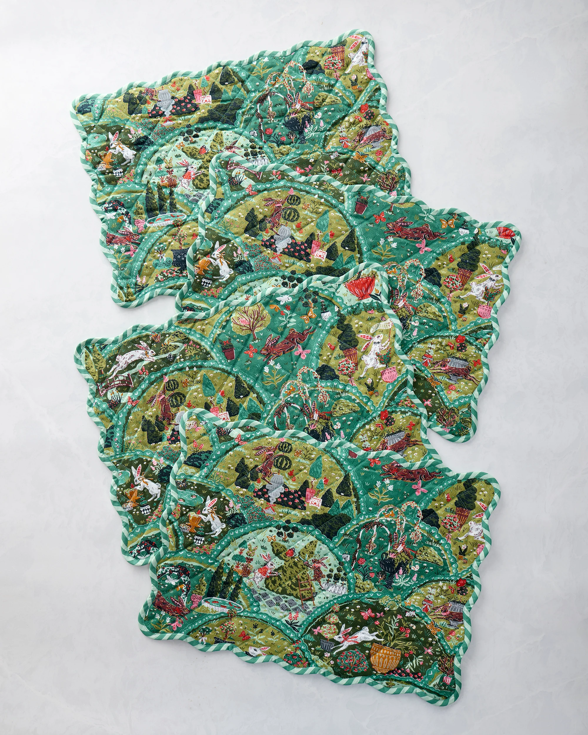 Rabbit Wonderland - Set Of 4 Placemats - Sage - Image 4