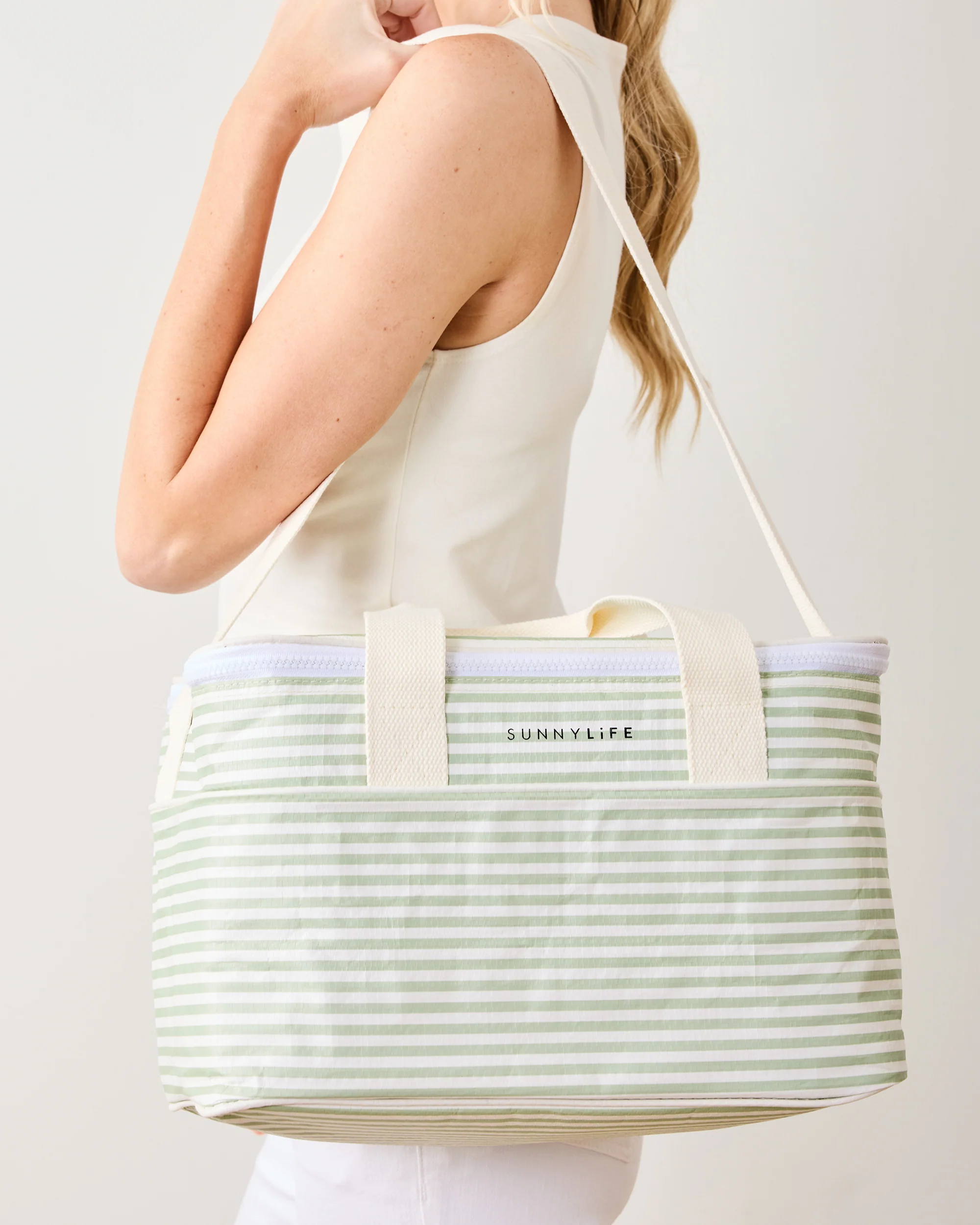 Sage Stripe - Light Cooler Bag La Palma - Sunnylife
