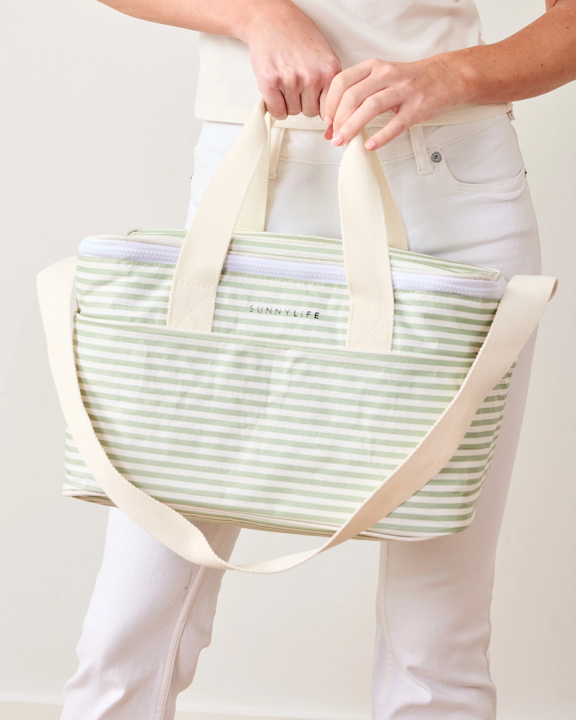 Sage Stripe - Light Cooler Bag La Palma - Sunnylife - Image 4